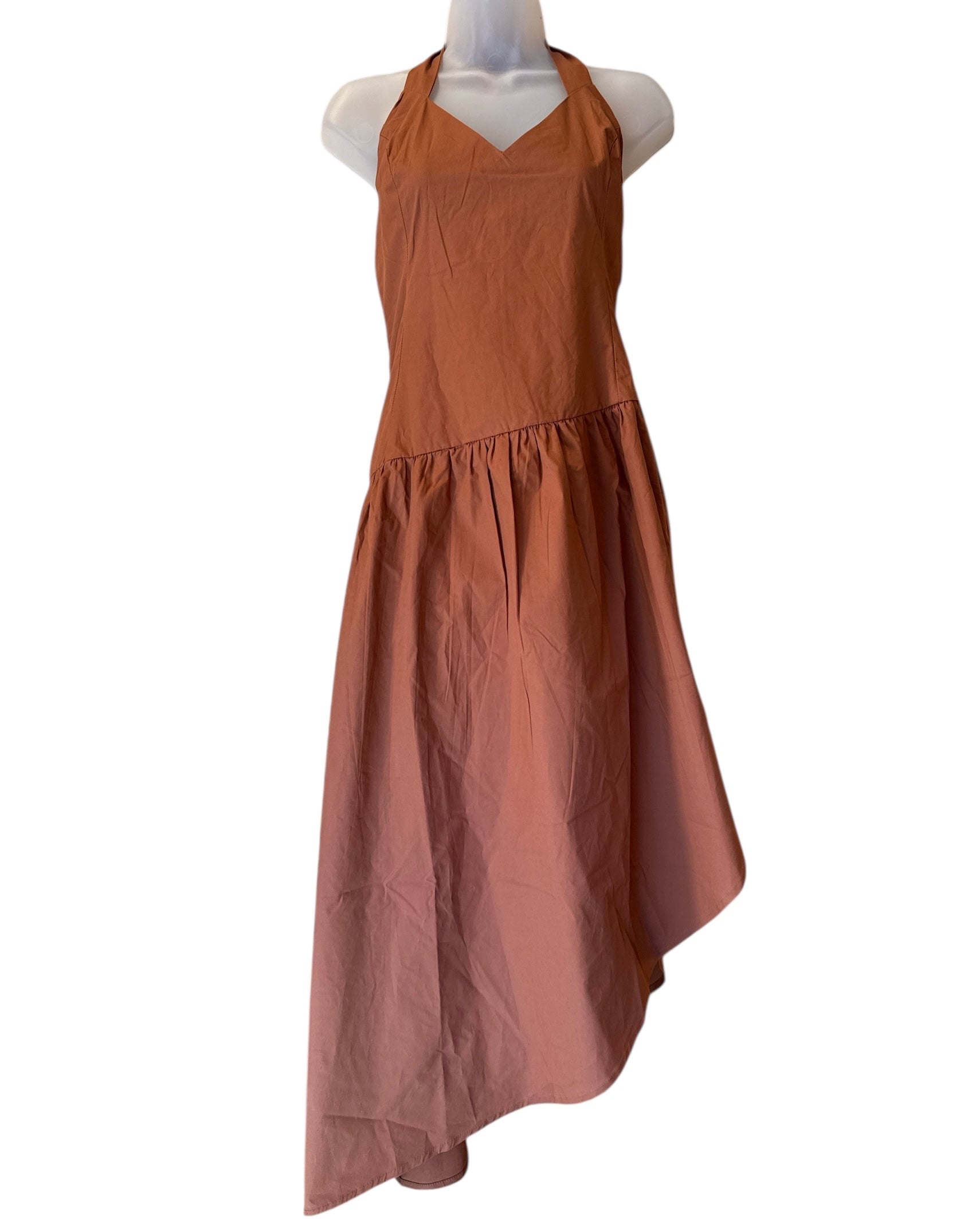 Brown Fashionnova Halter asymmetrical dress, L