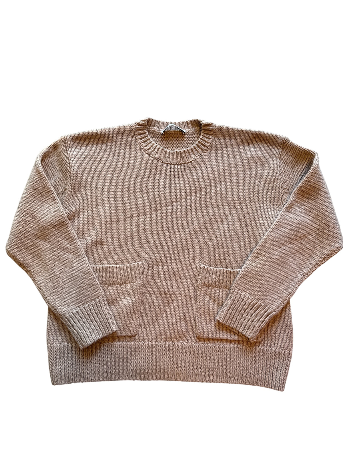 tan zara knit sweater w pockets, m