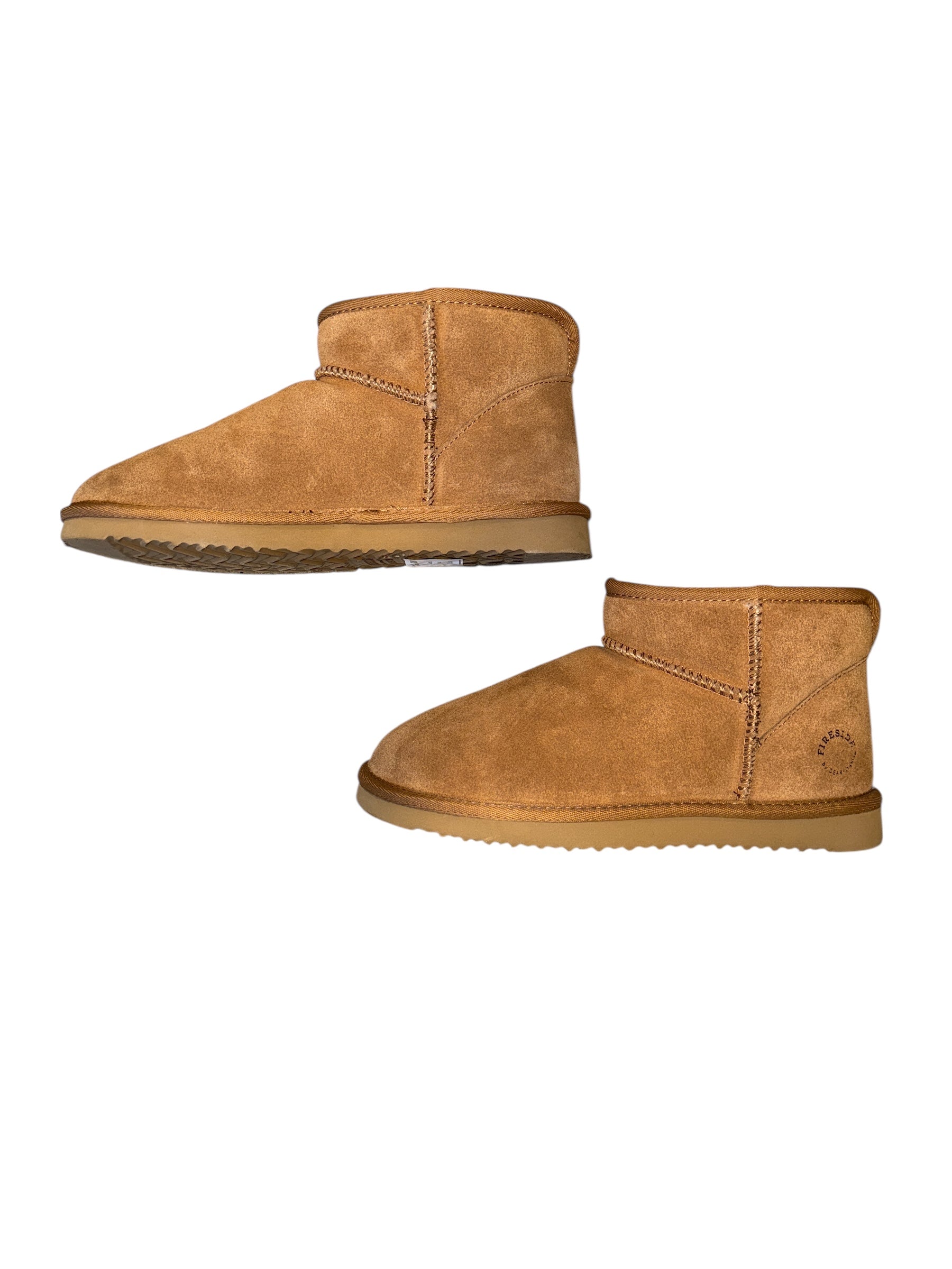 brown fireside ankle fuzzy boots, 8