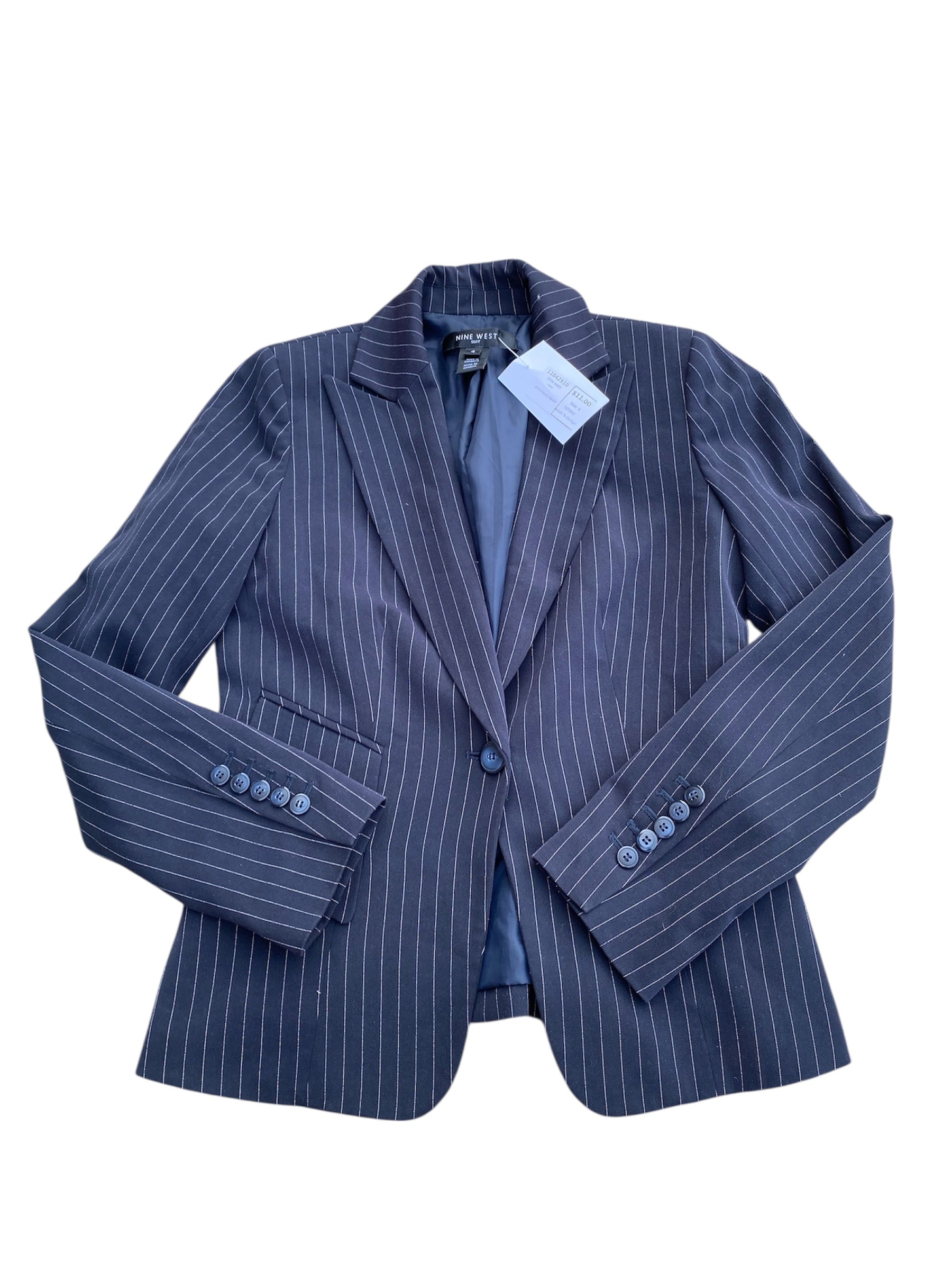 navy nine west pinstriped blazer, 4