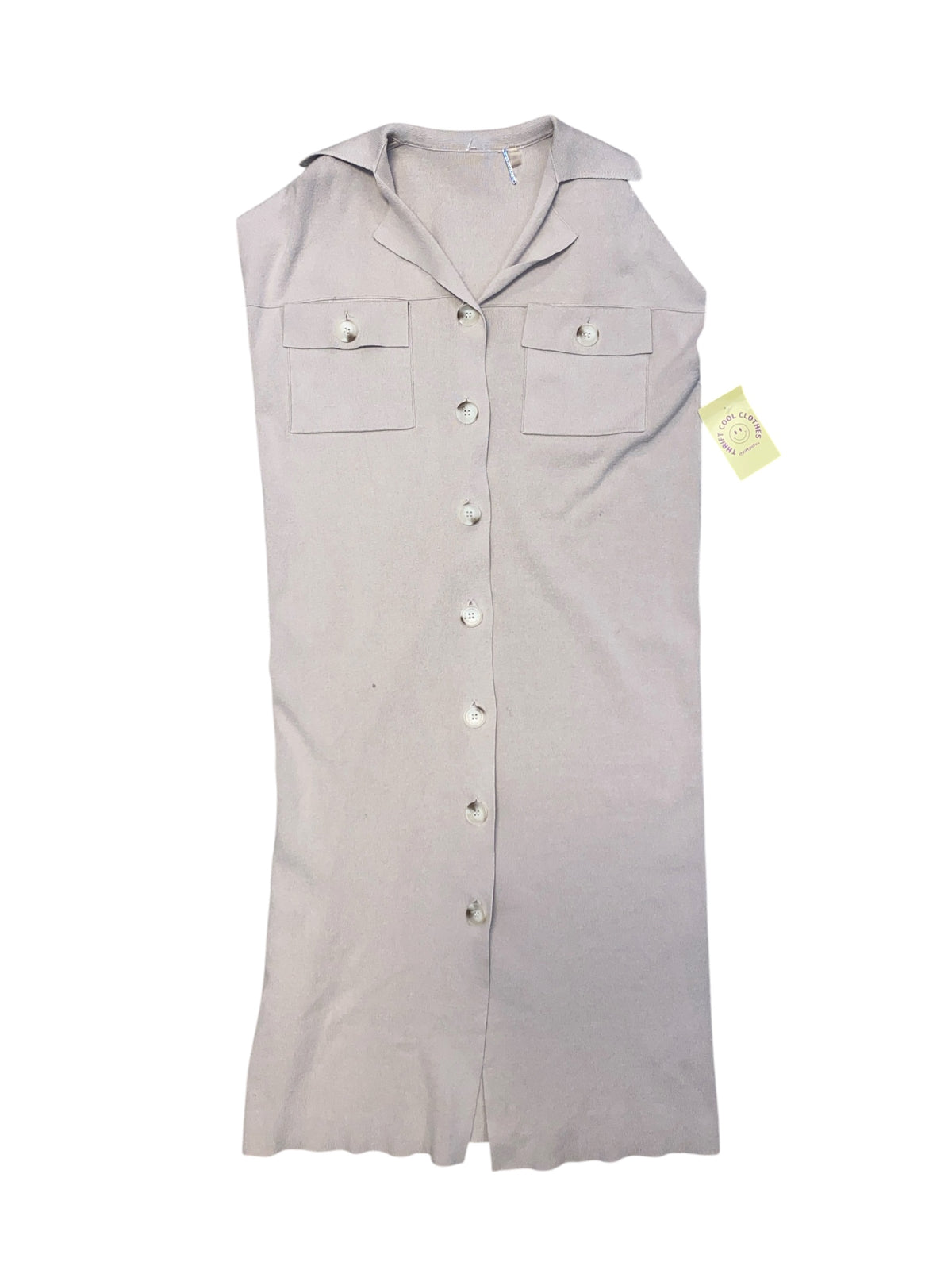 Tan Elie Tahari Knit ss button up collar dress, S