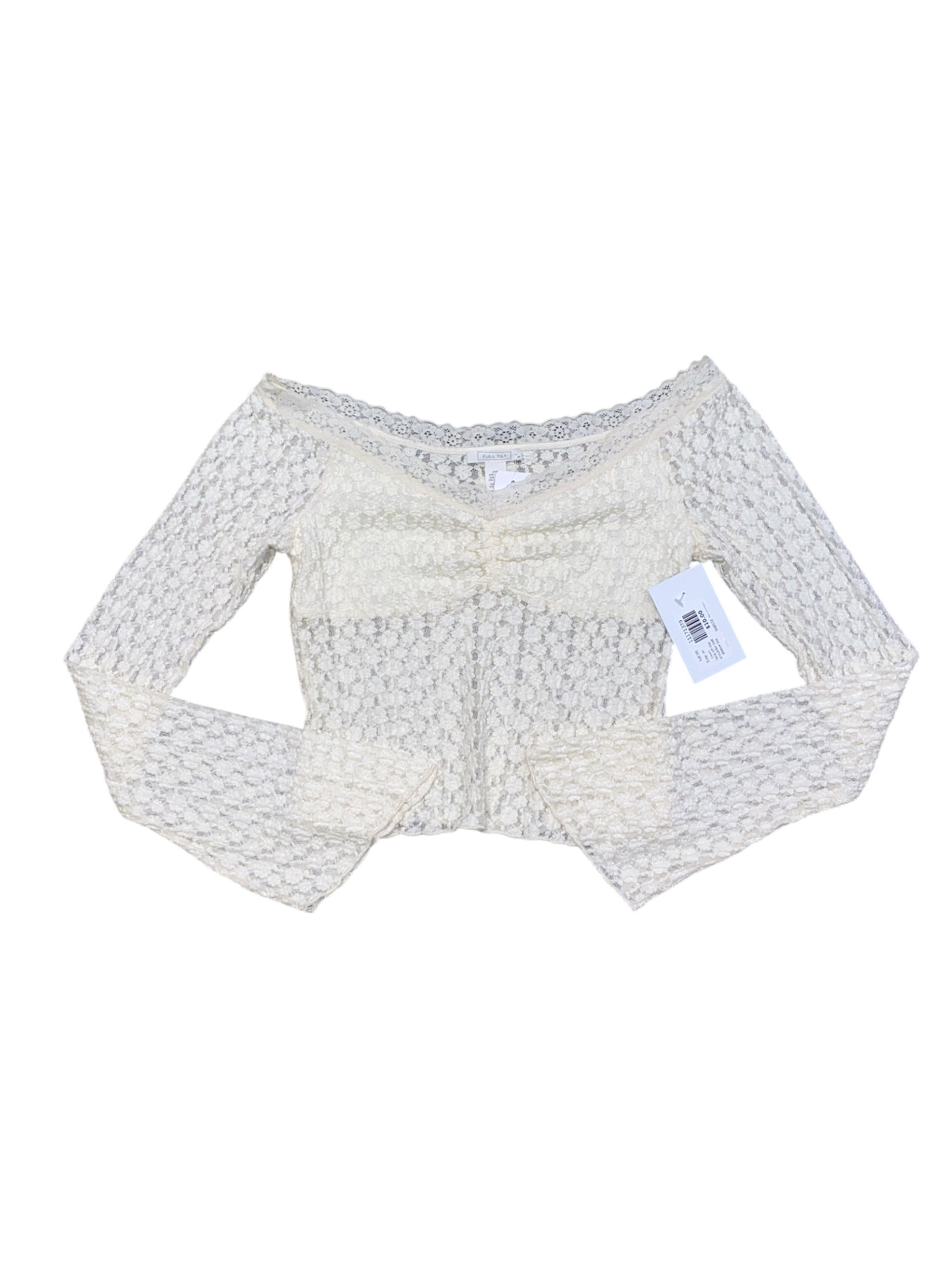 cream full tilt lace off the shoulder bell sleeve top, m