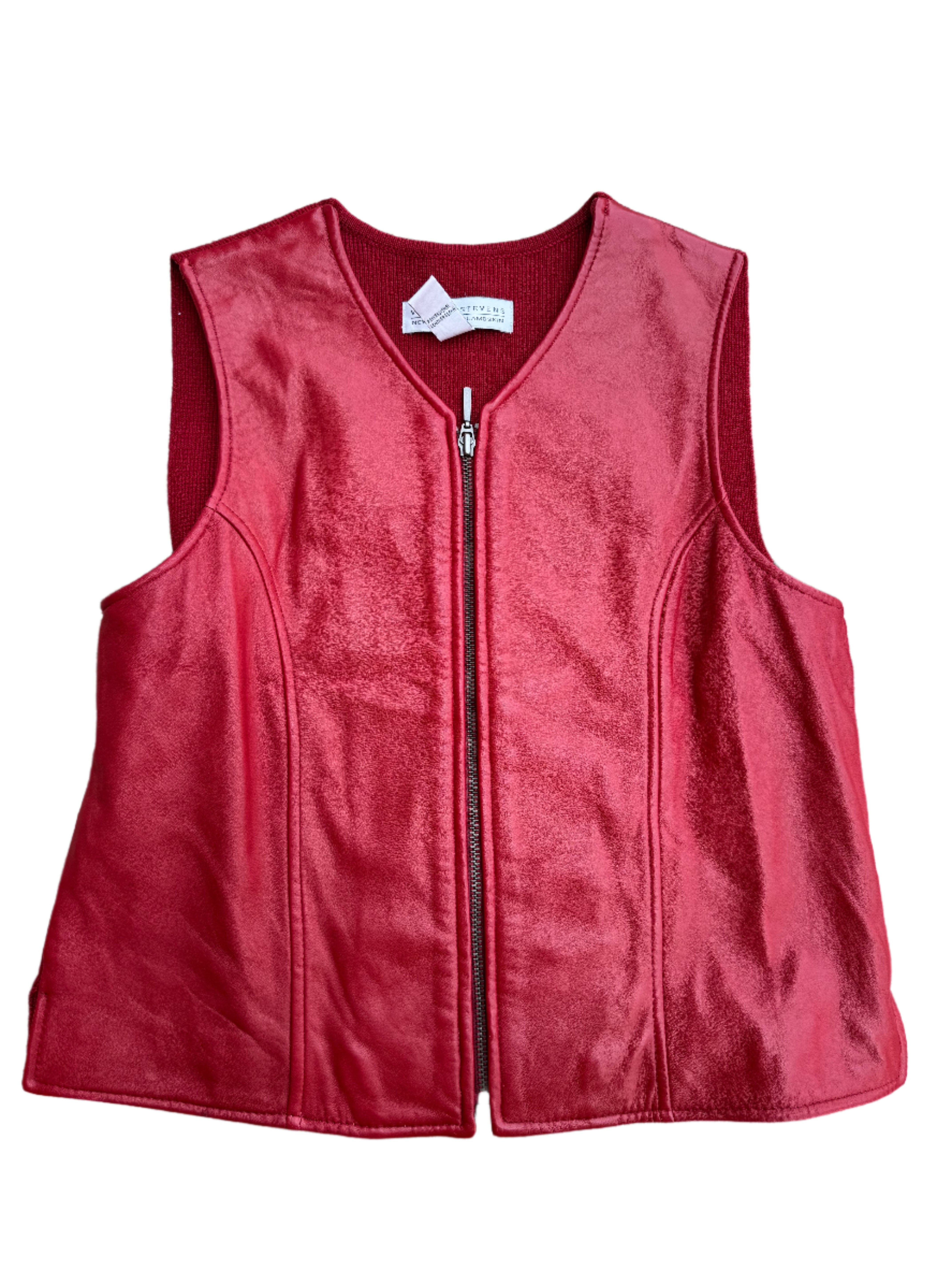 red valerie stevens leather vest, s
