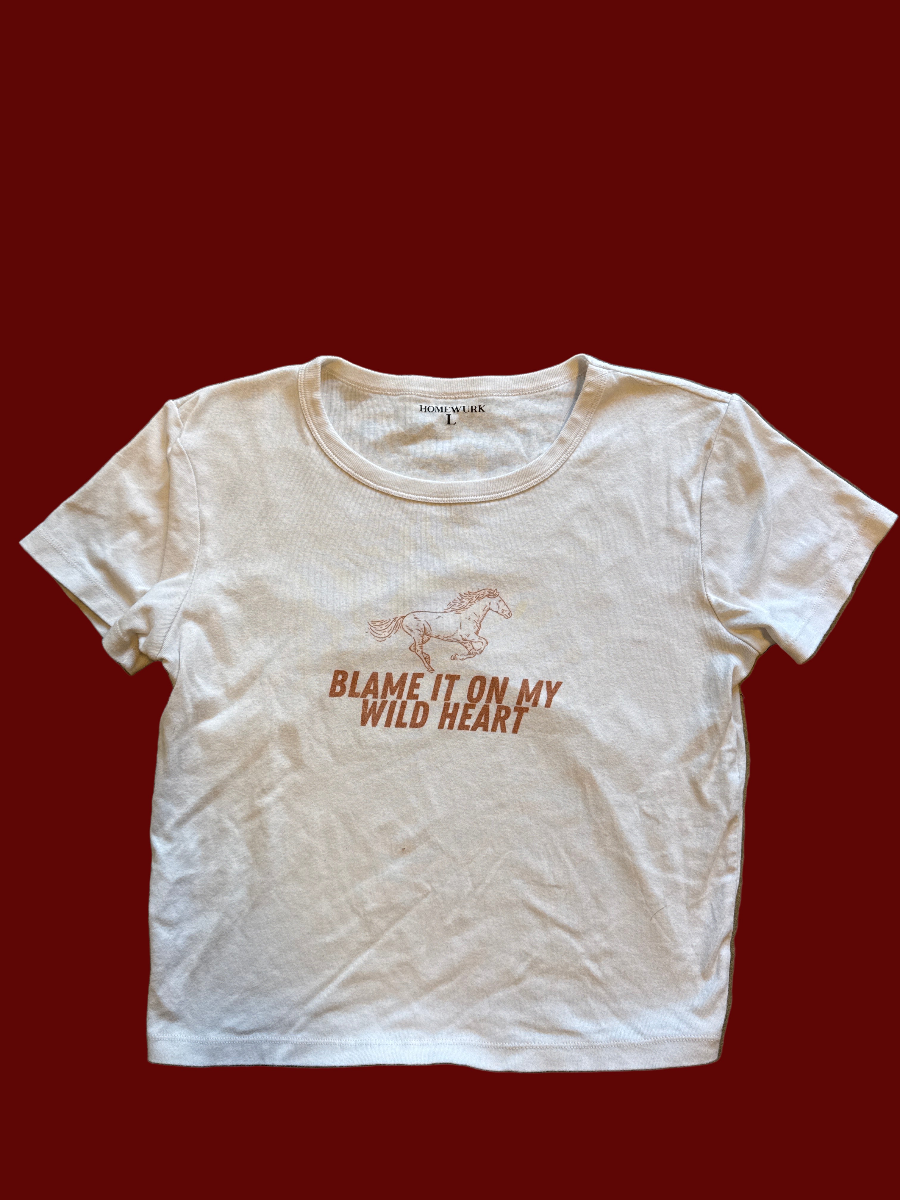 White Homewurk Blame it on my wild heart tee, L