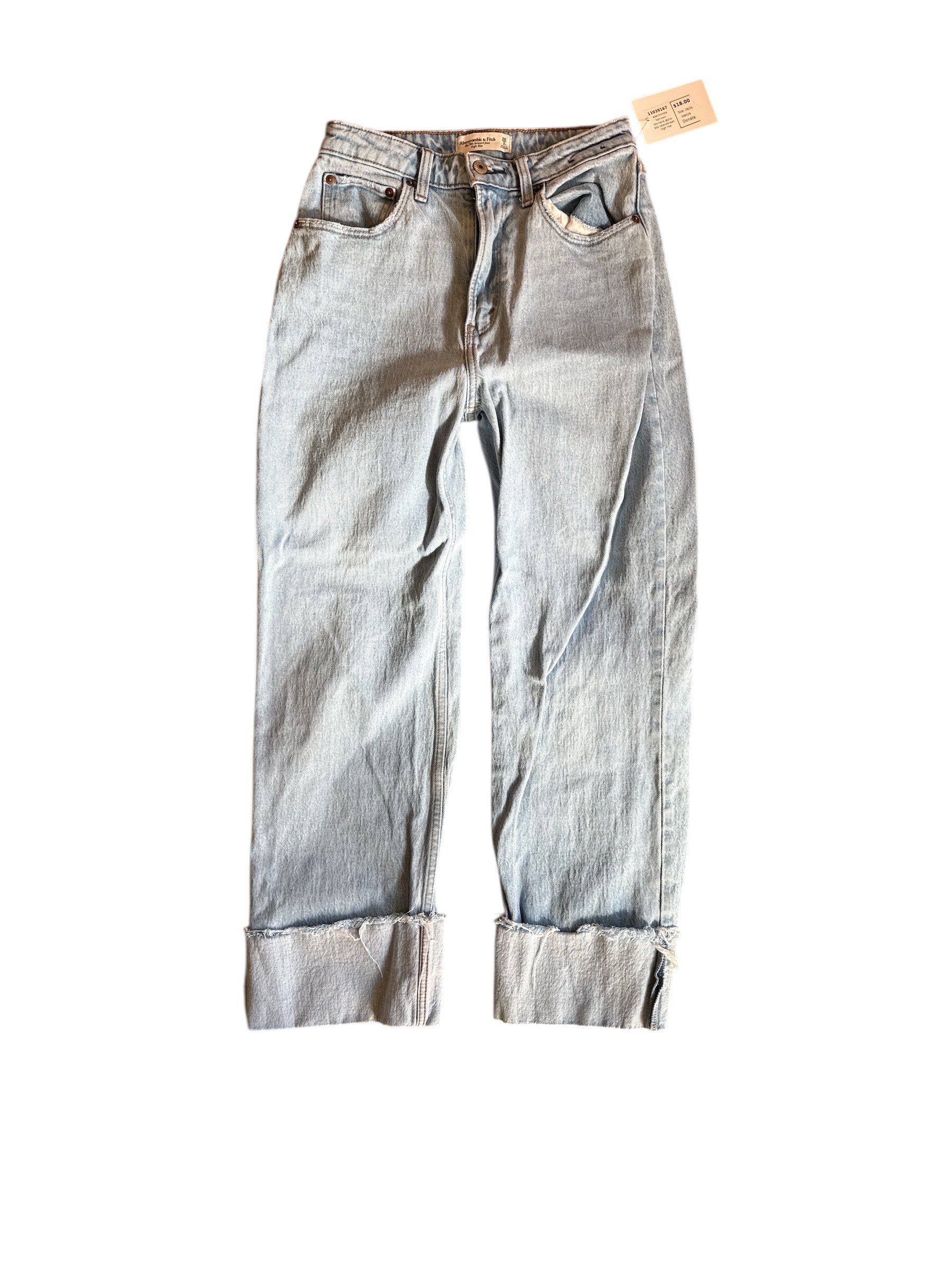 light wash abercrombie Womens jeans- 90s relaxed jean high rise, 26/2s