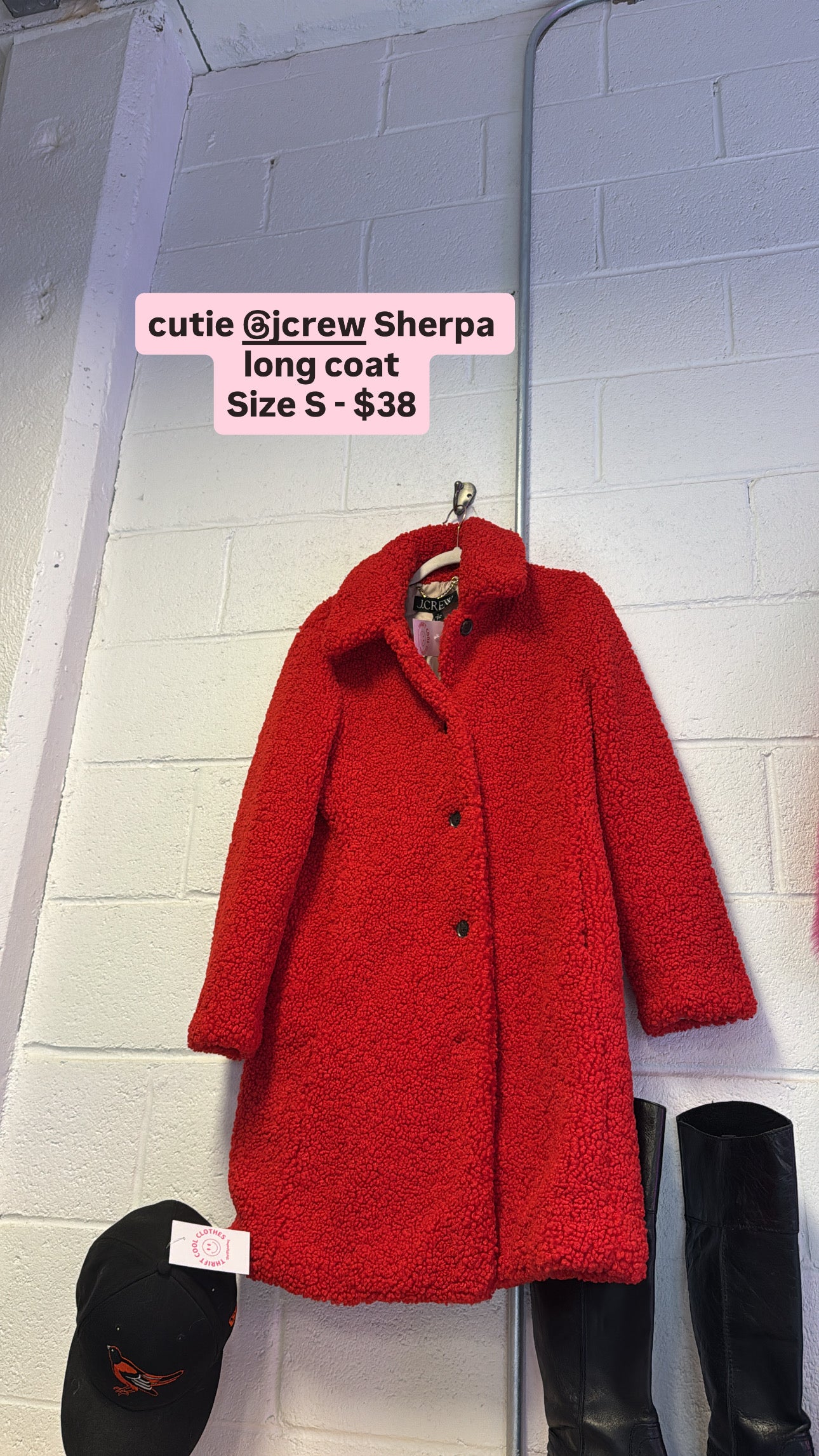 red j crew sherpa coat, s