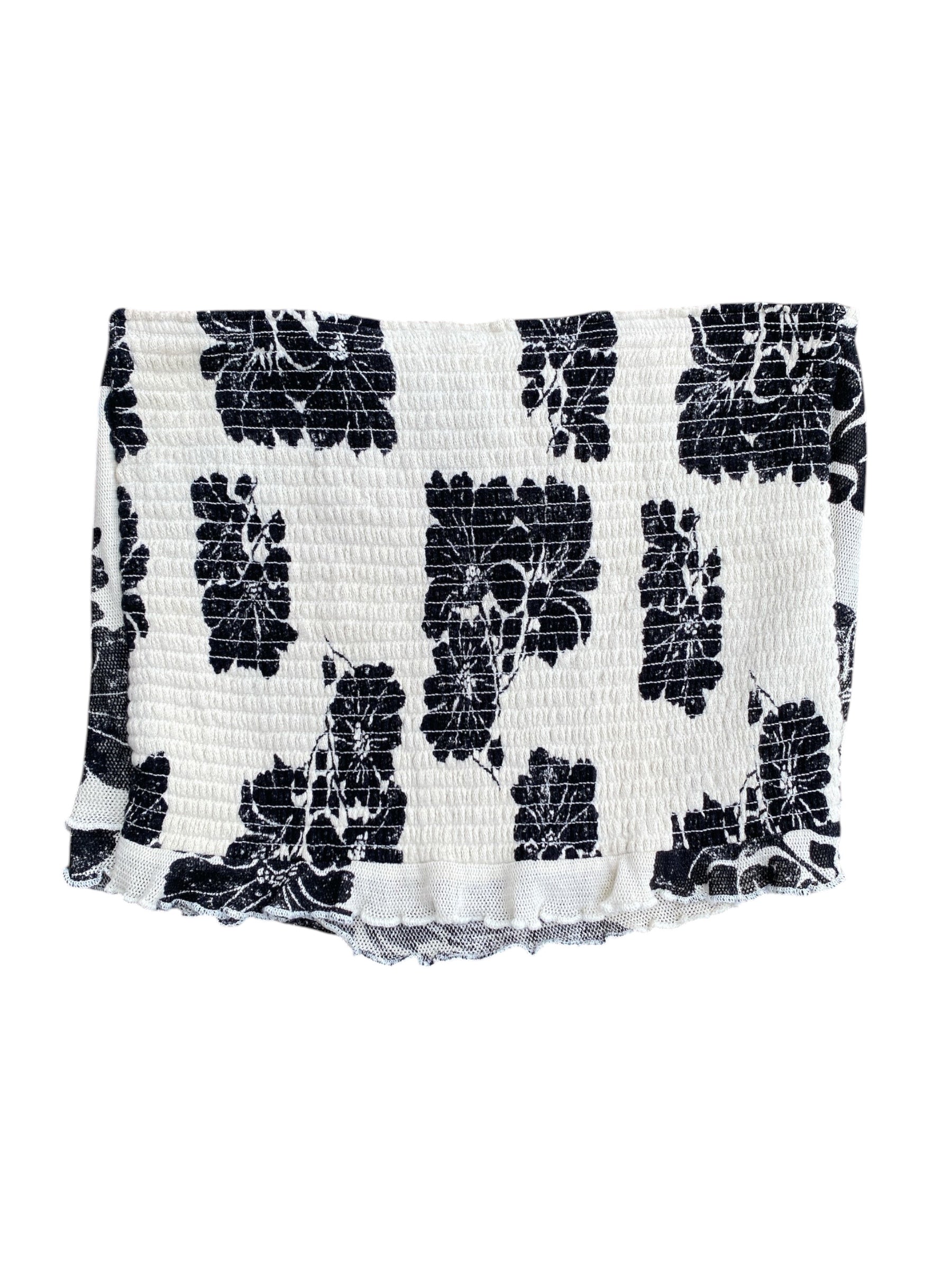 black white free people strapless floral top, m
