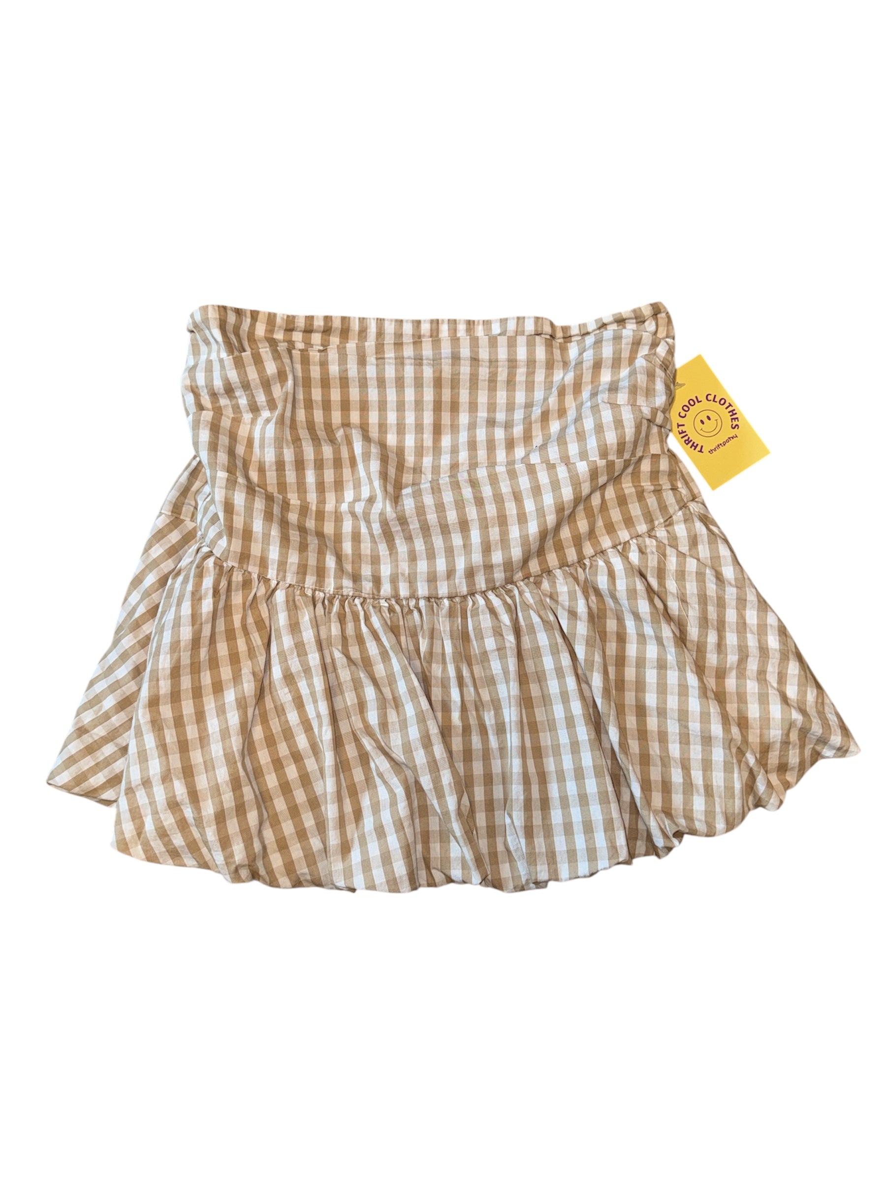 Tan/white  Gingham tube top, M