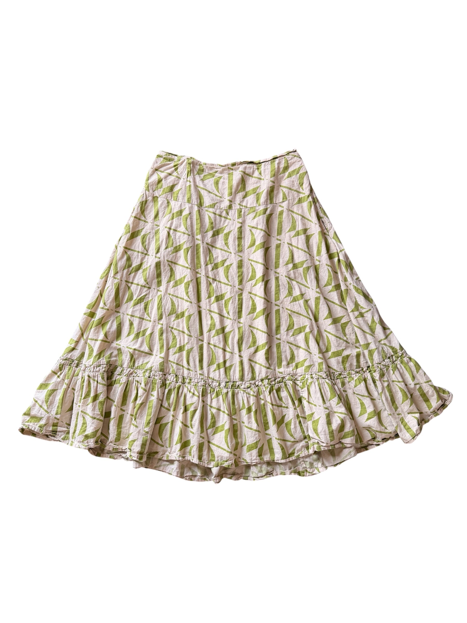 Tan green Free People Patterned ruffle hem maxi, Xl