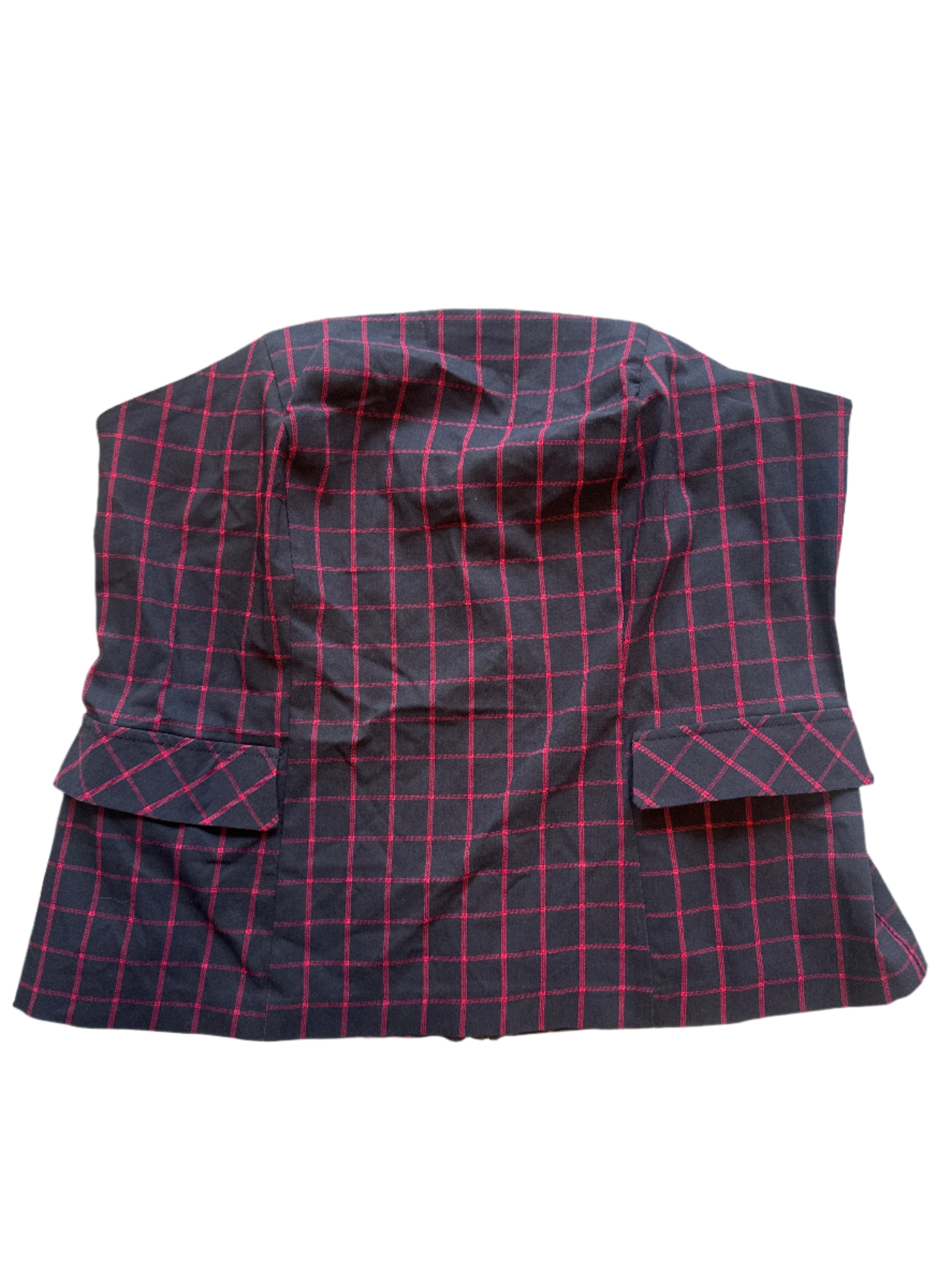 Black red Valerie Stevens Strapless plaid bustier top, 3xl