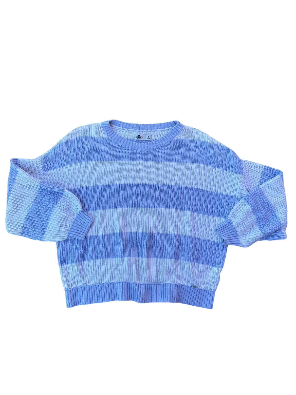 blue white hollister striped cropped sweater, s