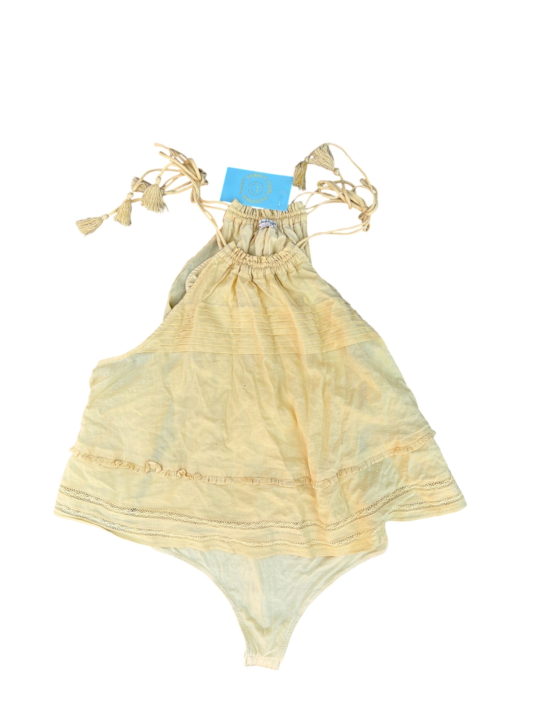 yellow free people layered bodysuit, s