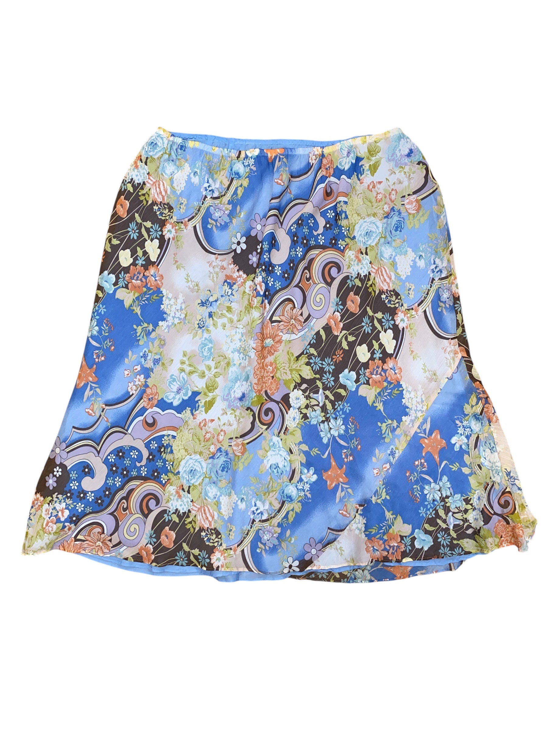Blue multi Lane bryant Funky flower print midi skirt, 18/20