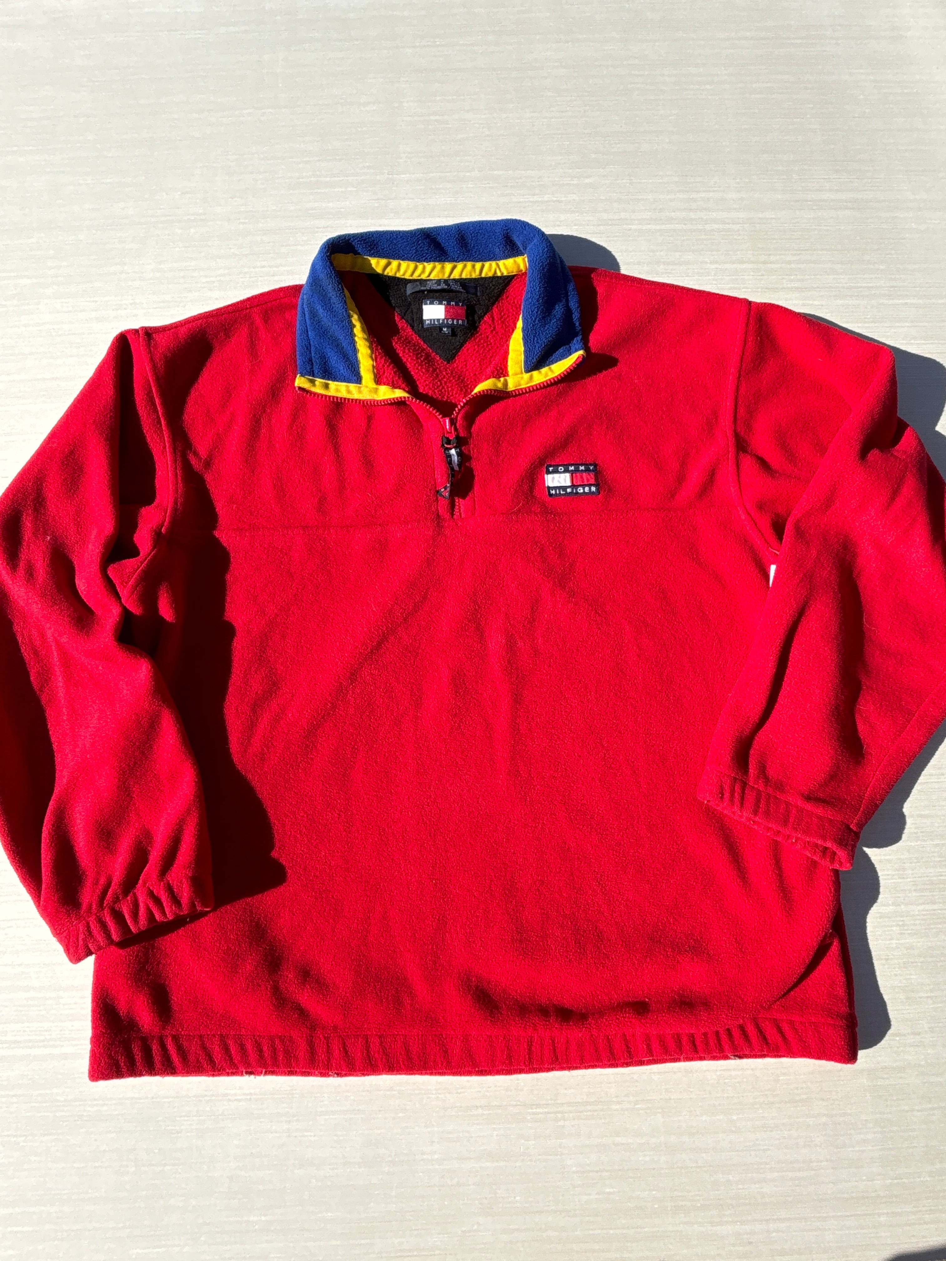 Red Tommy hilfiger 3/4 zip, M