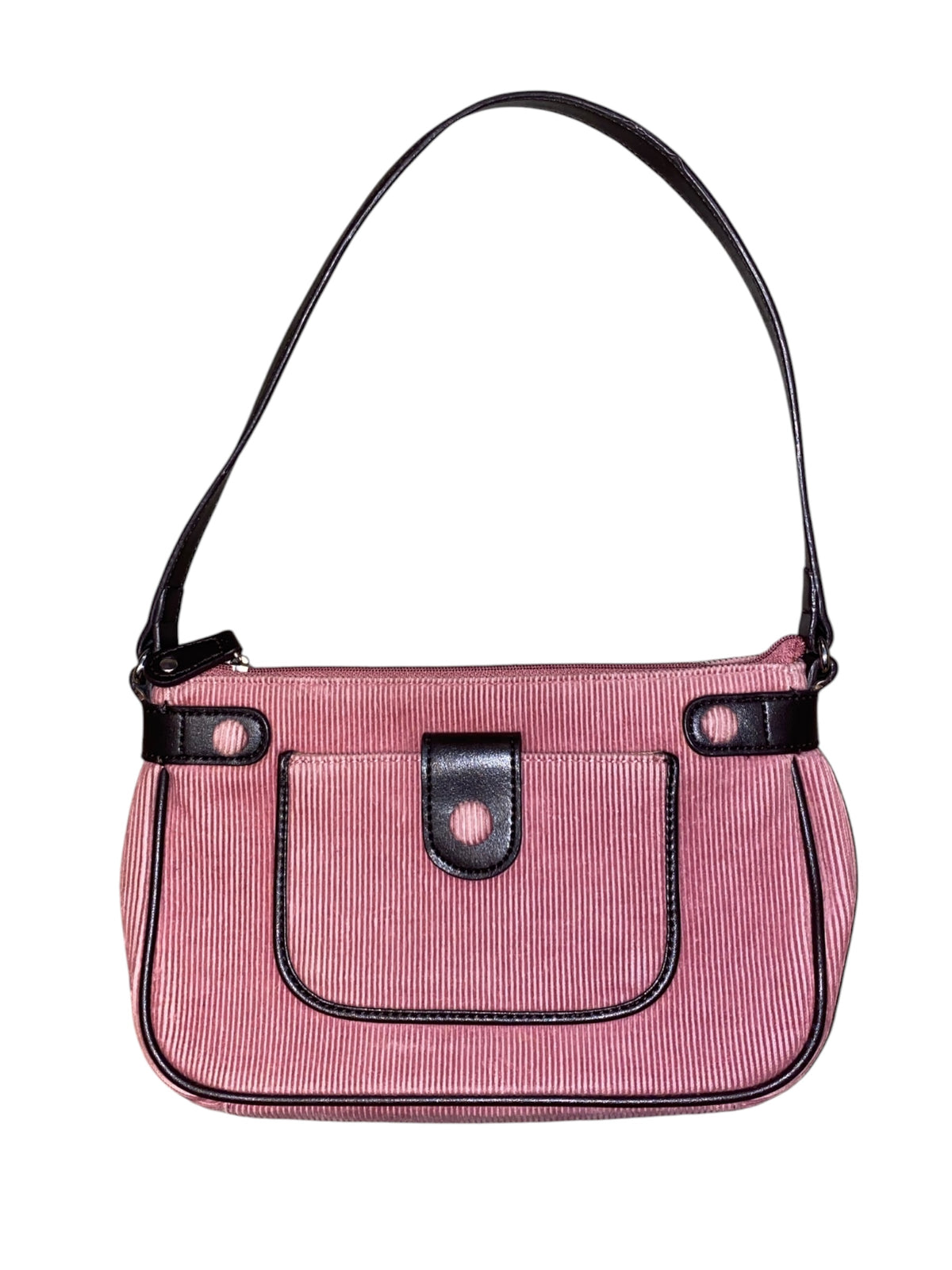 Pink brown loft Cord leather trim hand bag
