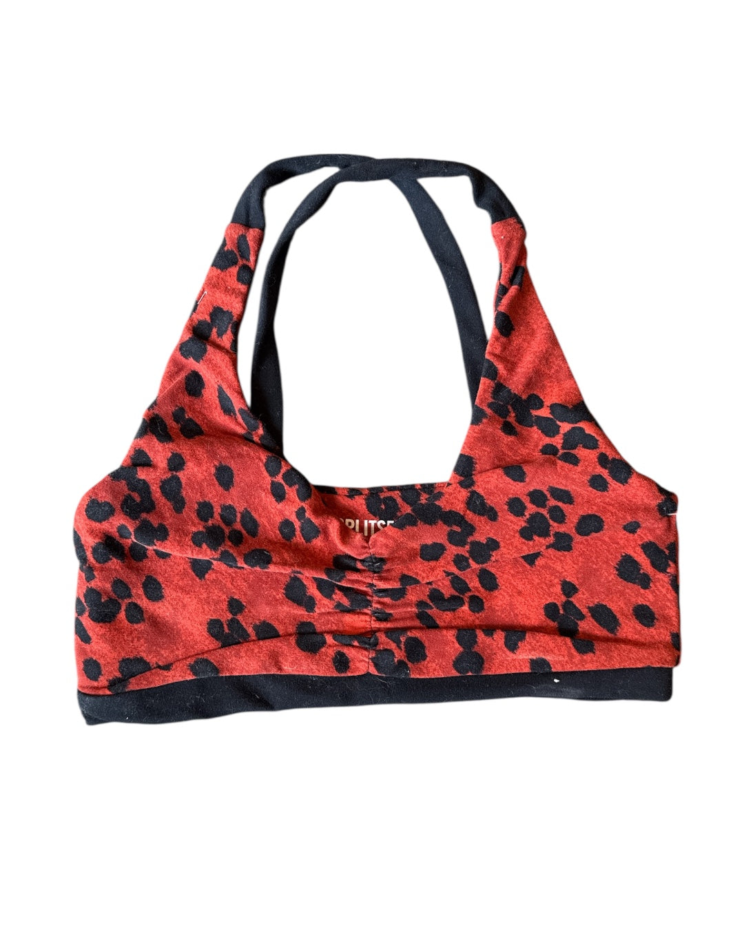 orange black splits59 animal print sports bra, XS