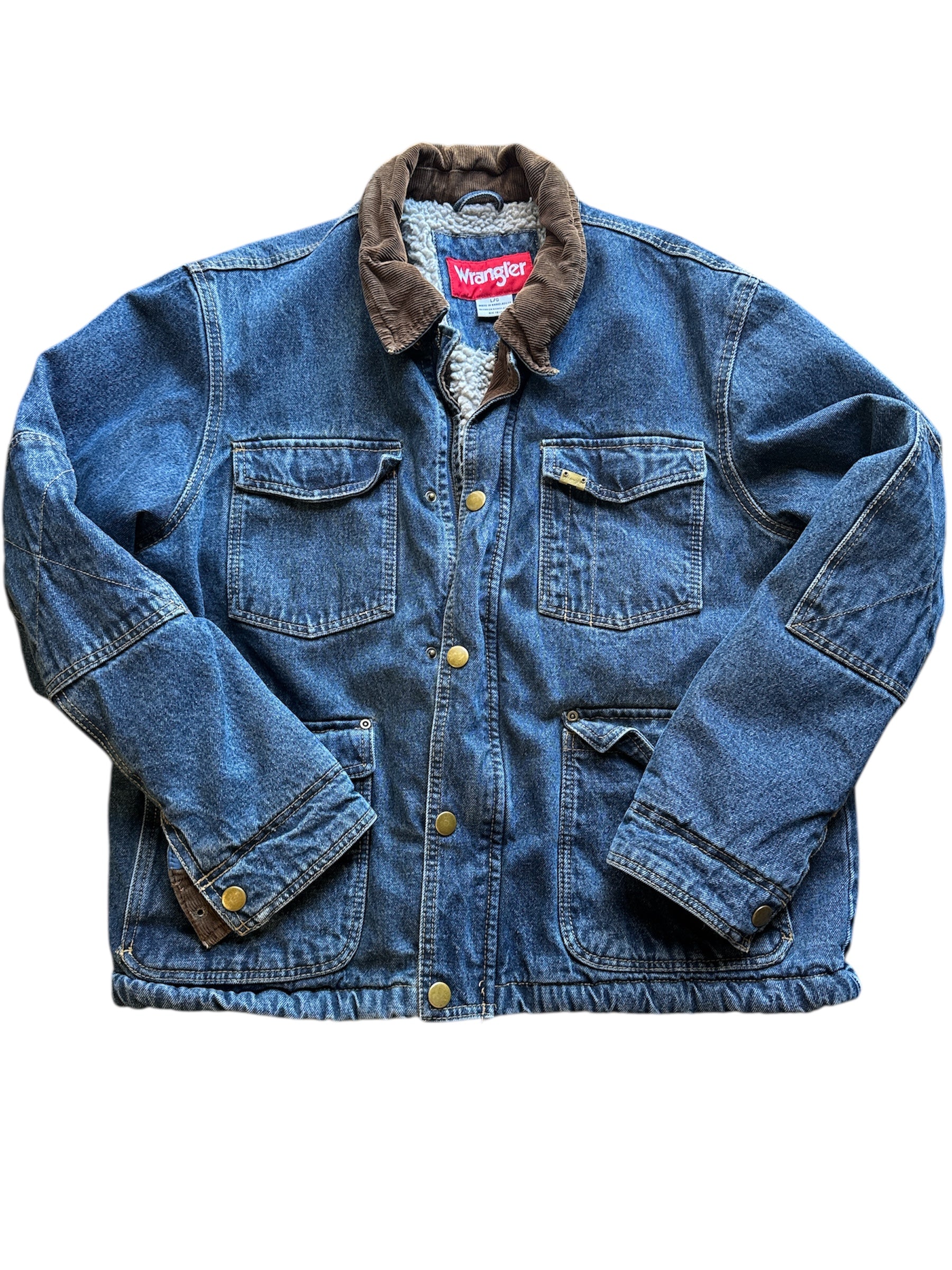 blue brown wrangler boyfriend jacket denim cord, L