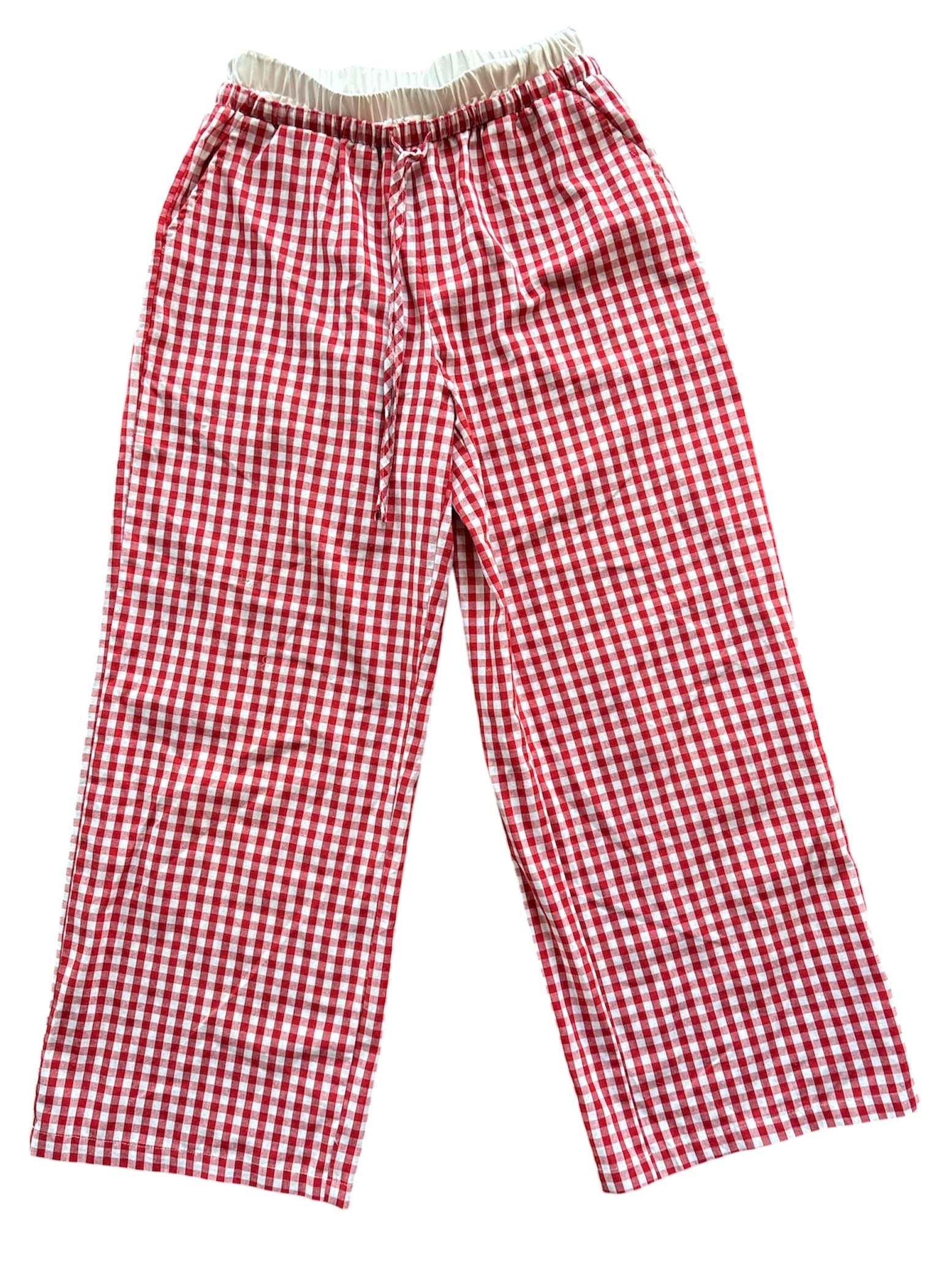 red white  gingham layered wide leg pants (S)