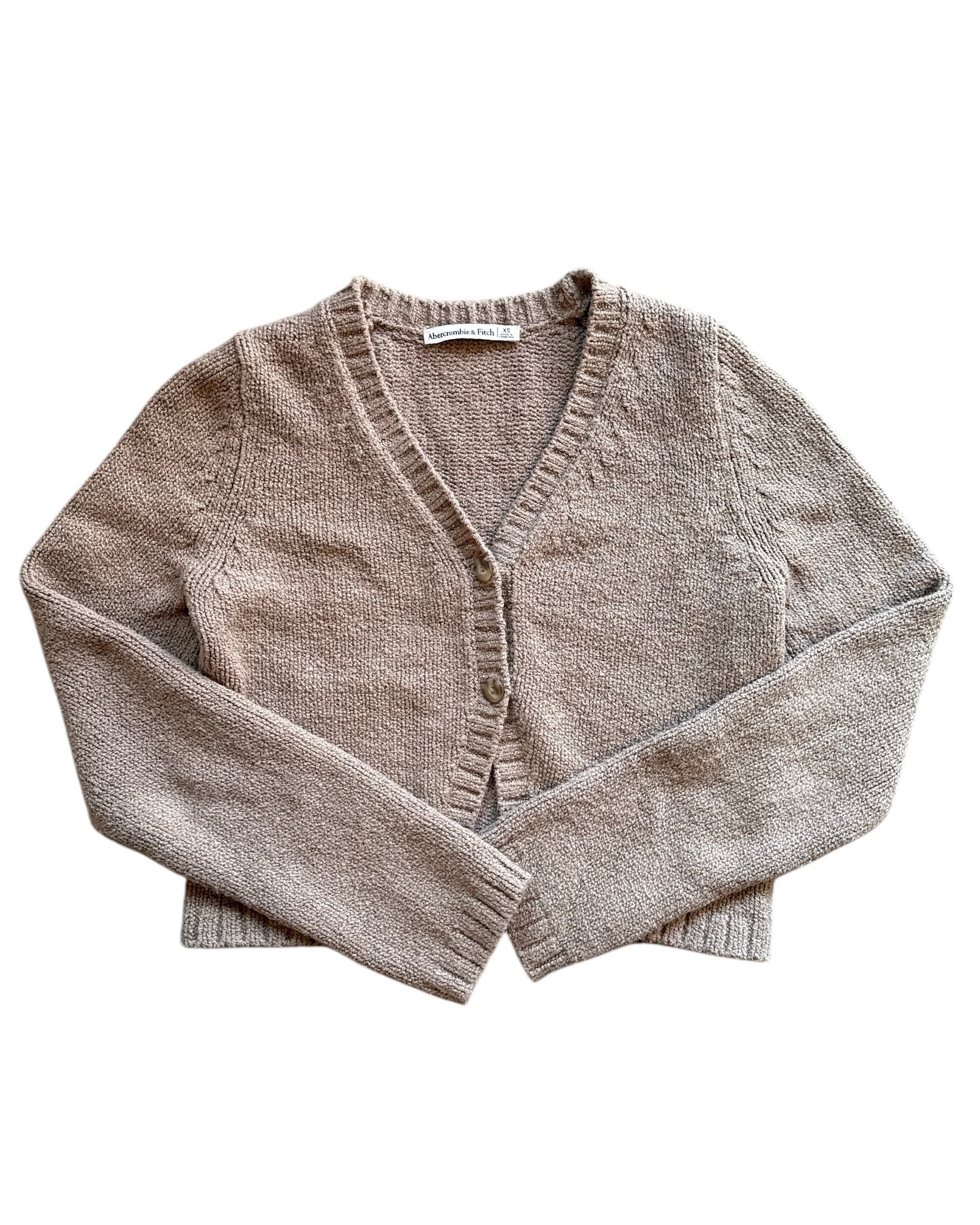 tan abercrombie cardigan, xs