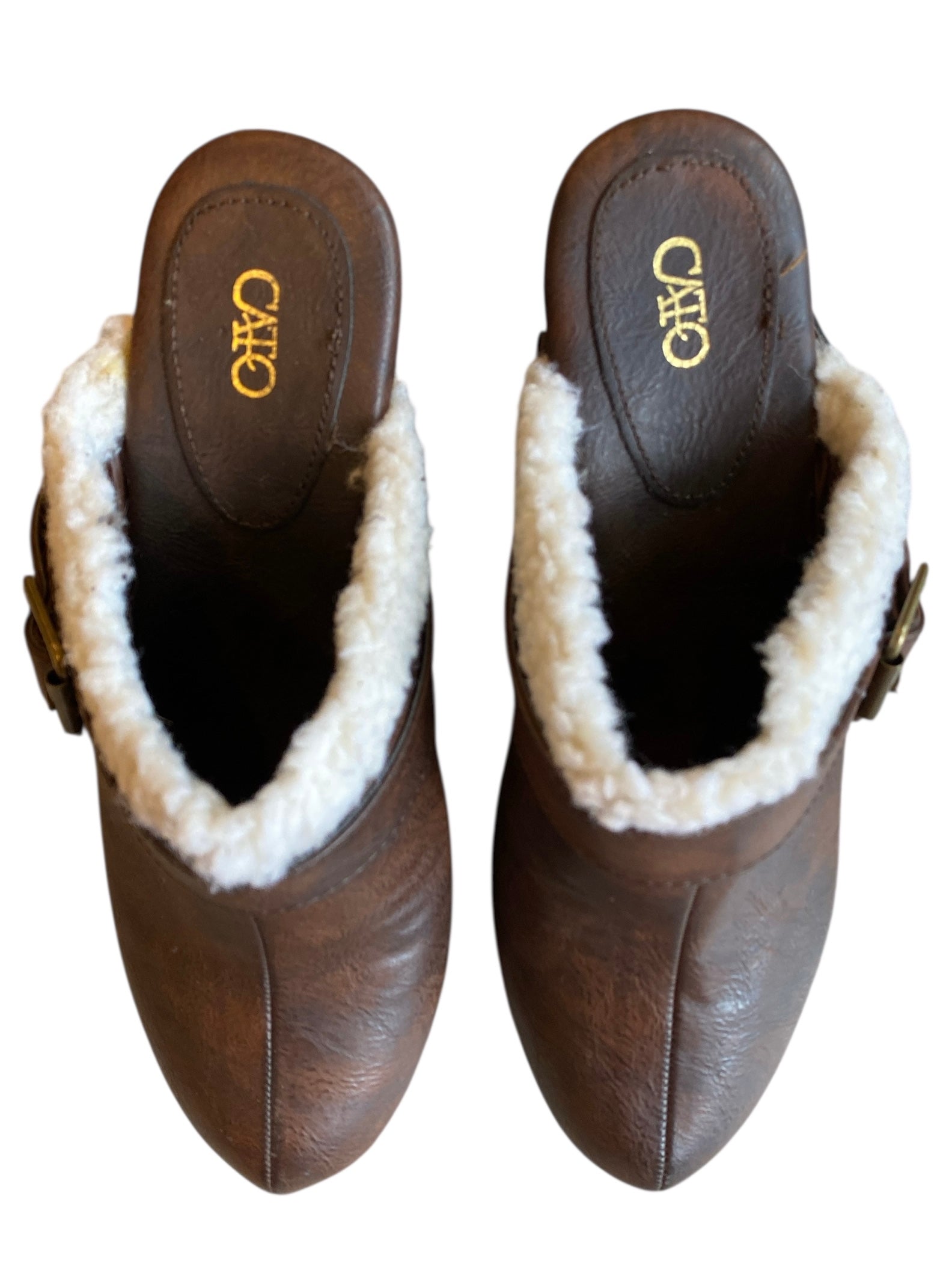 brown cato sherpa trim clogs, 10