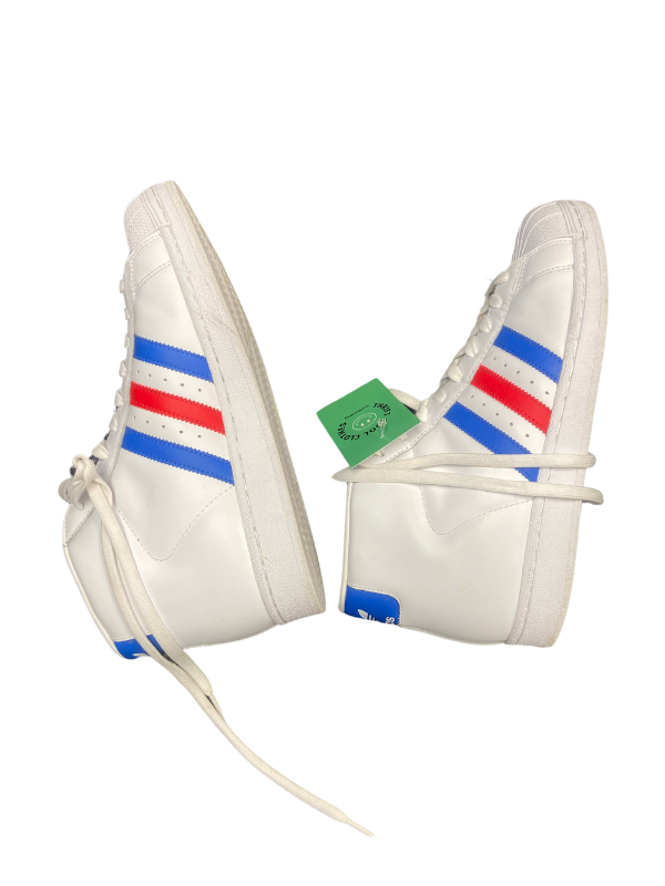 white red blue Adidas Pro Model tricolor high tops, 8.5 mens