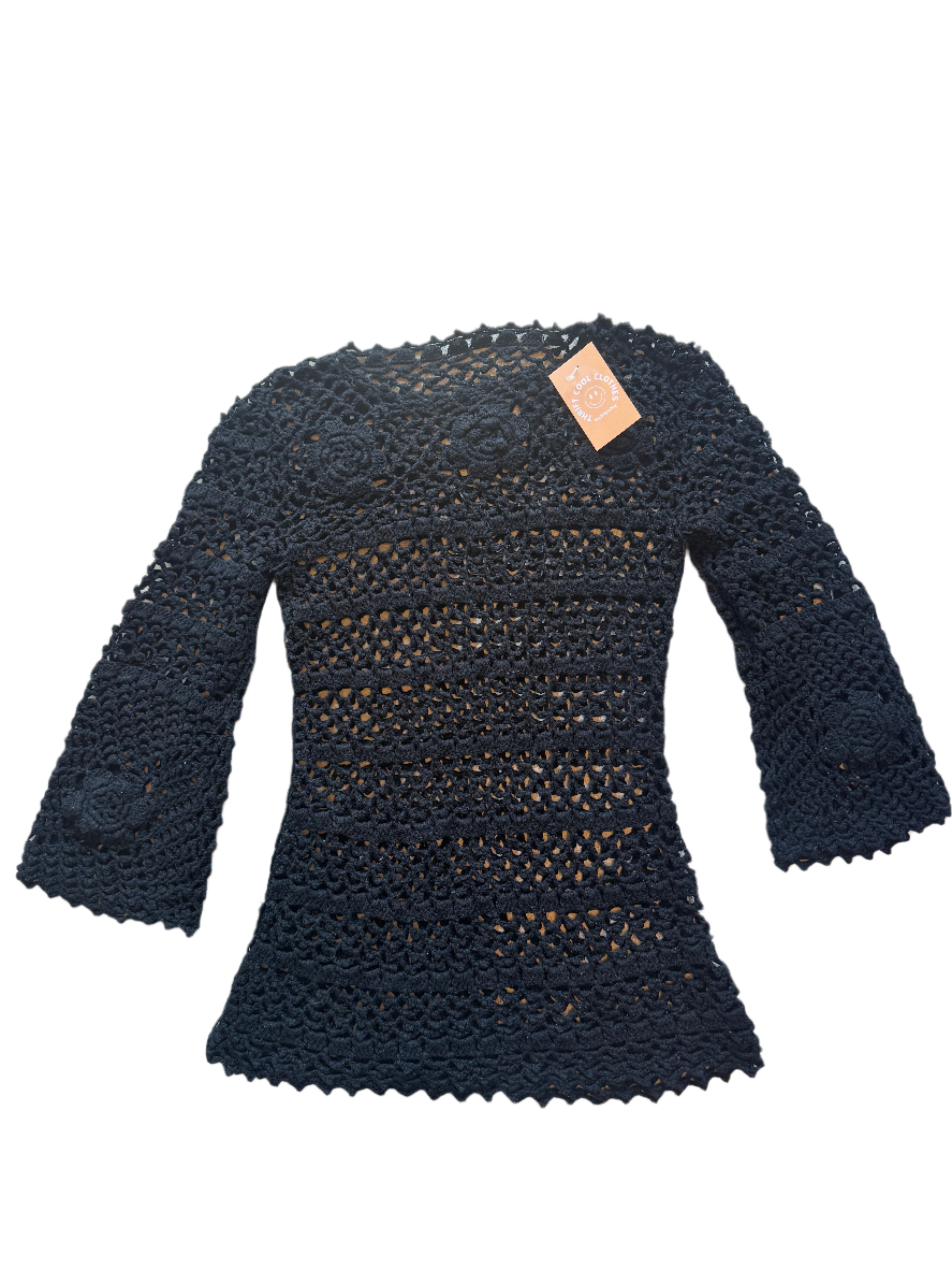 black  crochet top