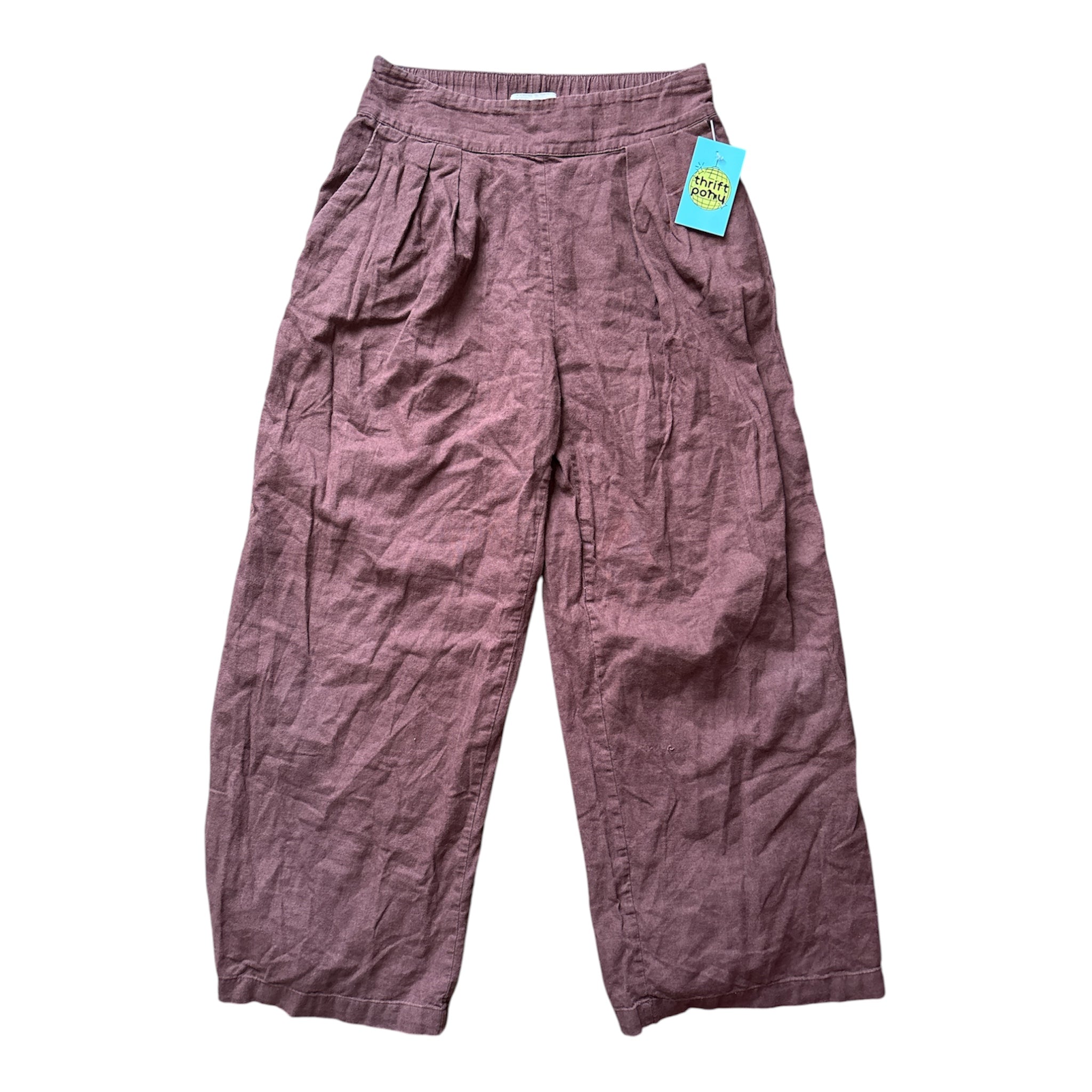 maroon Abercrombie linen pleated pants, small