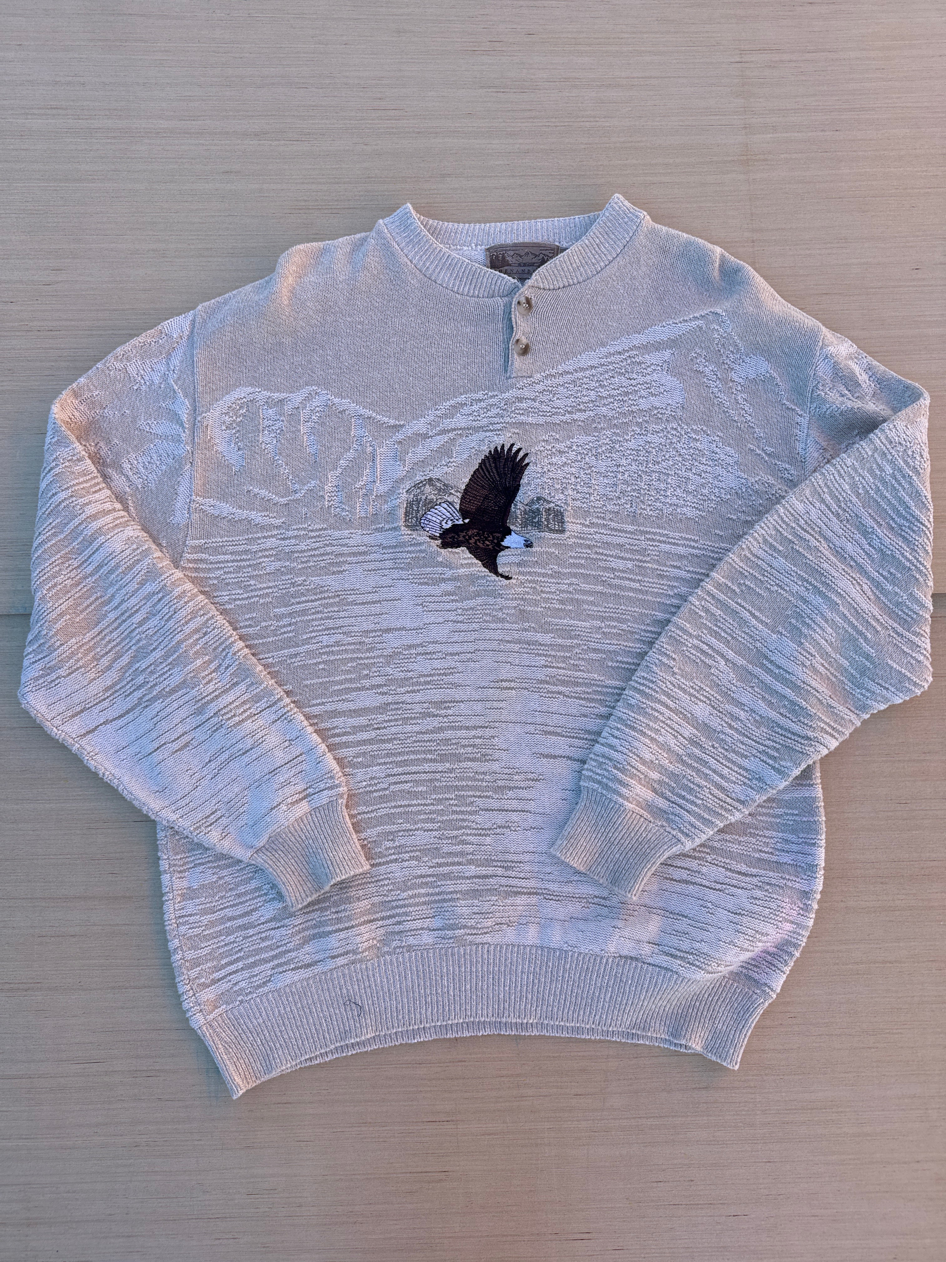 tan shenandoah eagle sweater, L