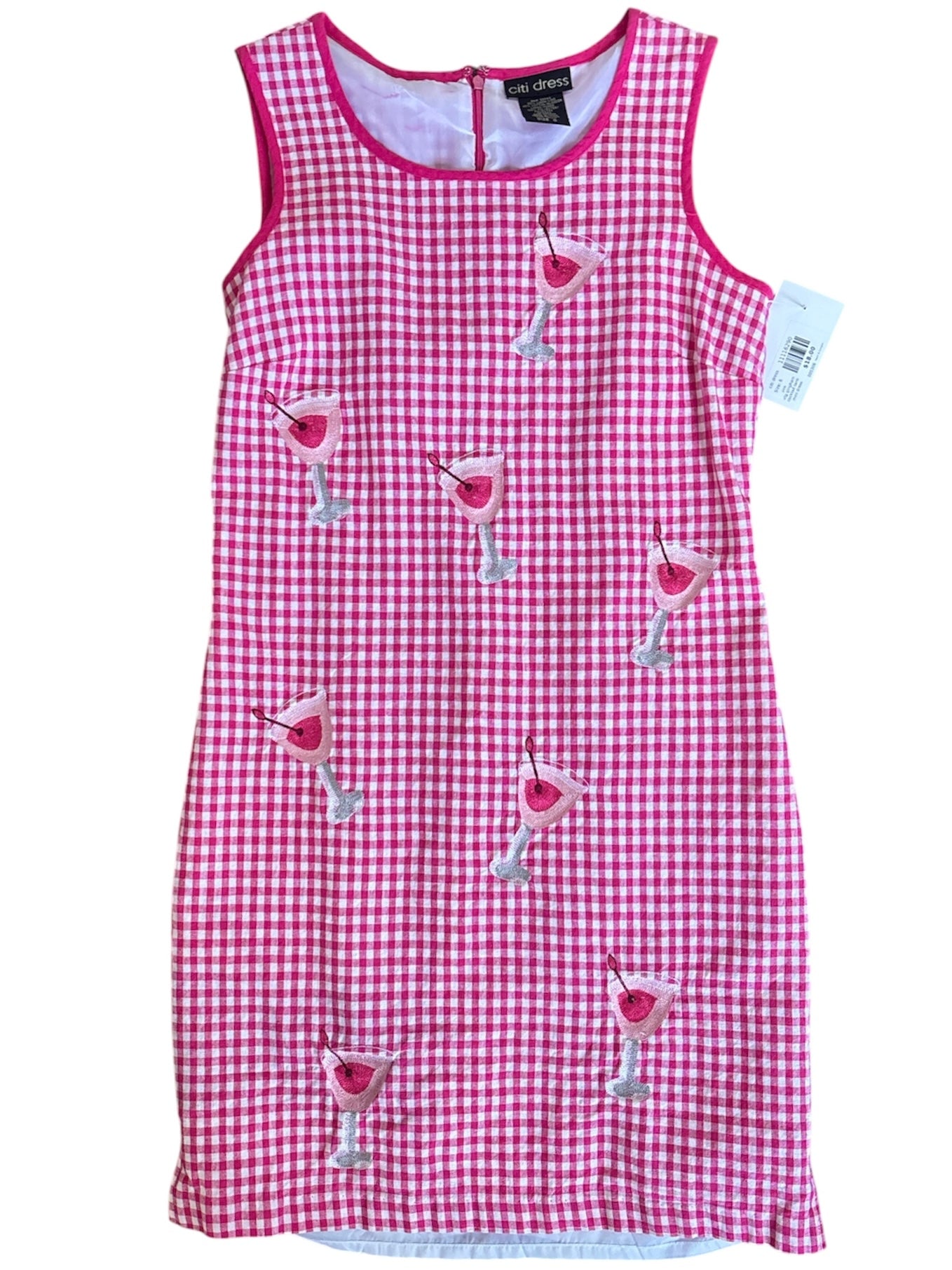 pink citi dress vtg gingham cocktail tank mini dress, 6