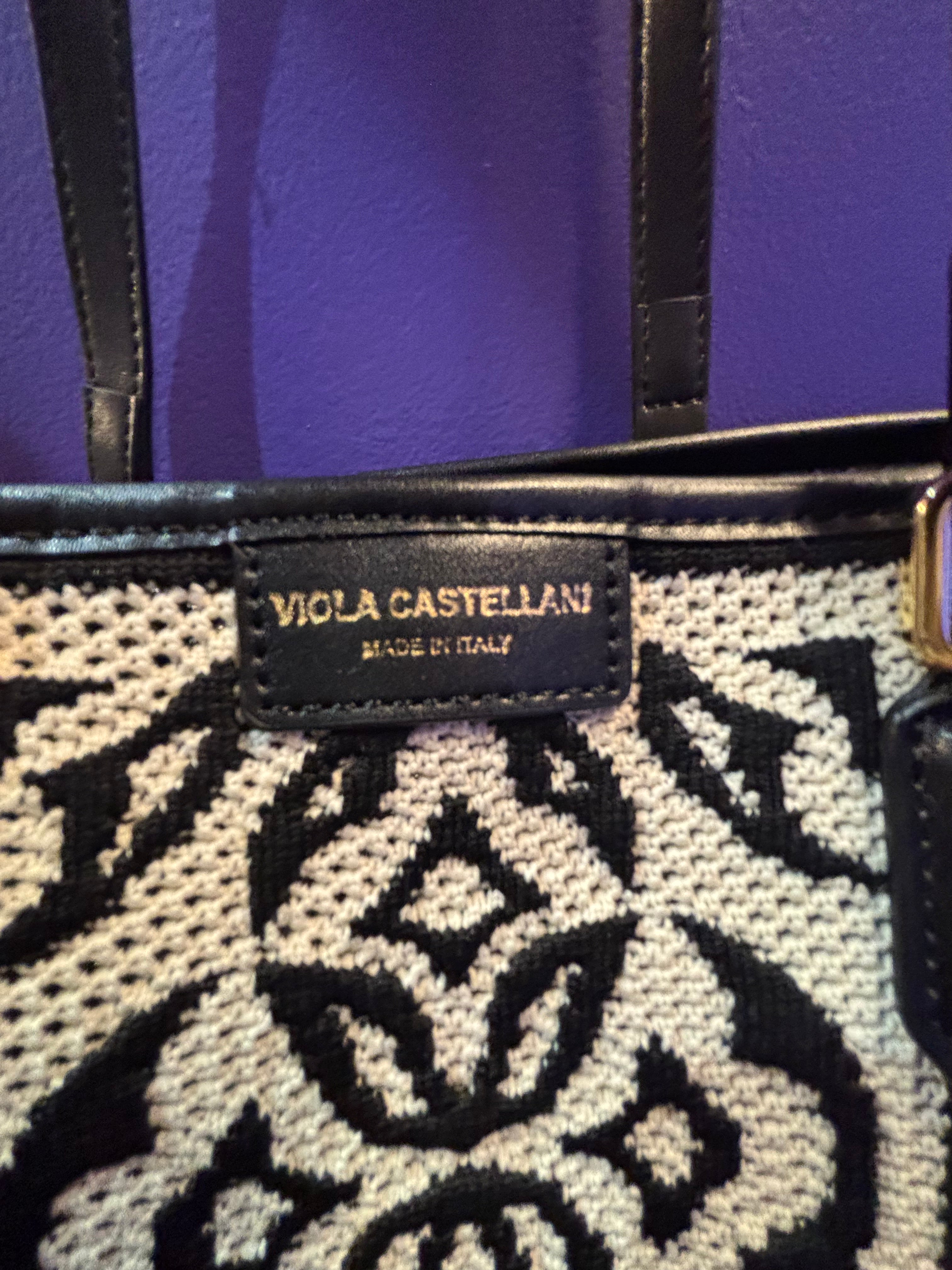 white black viola castellani patchwork tote handbag