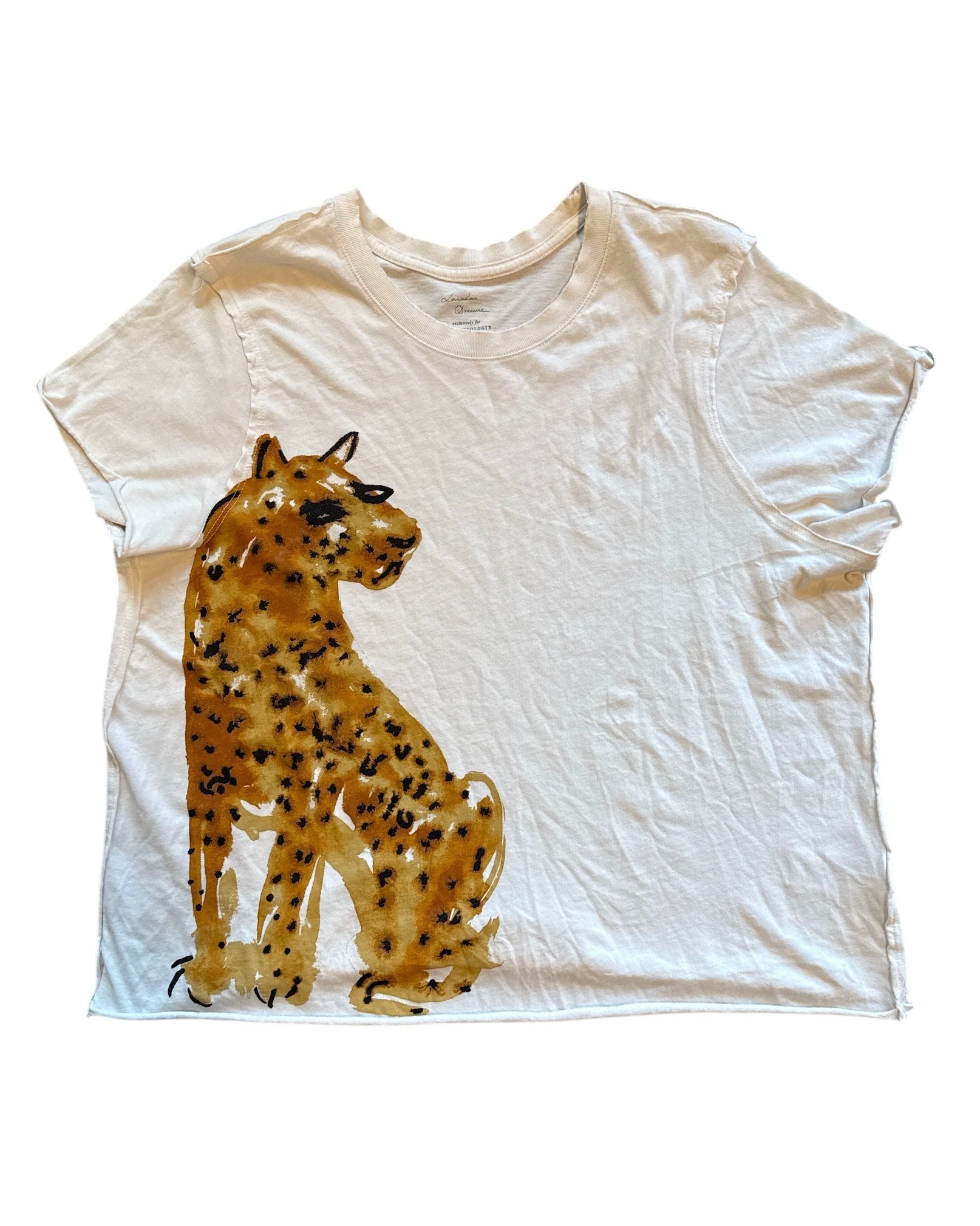 White anthrologie Tiger ss top, Xl