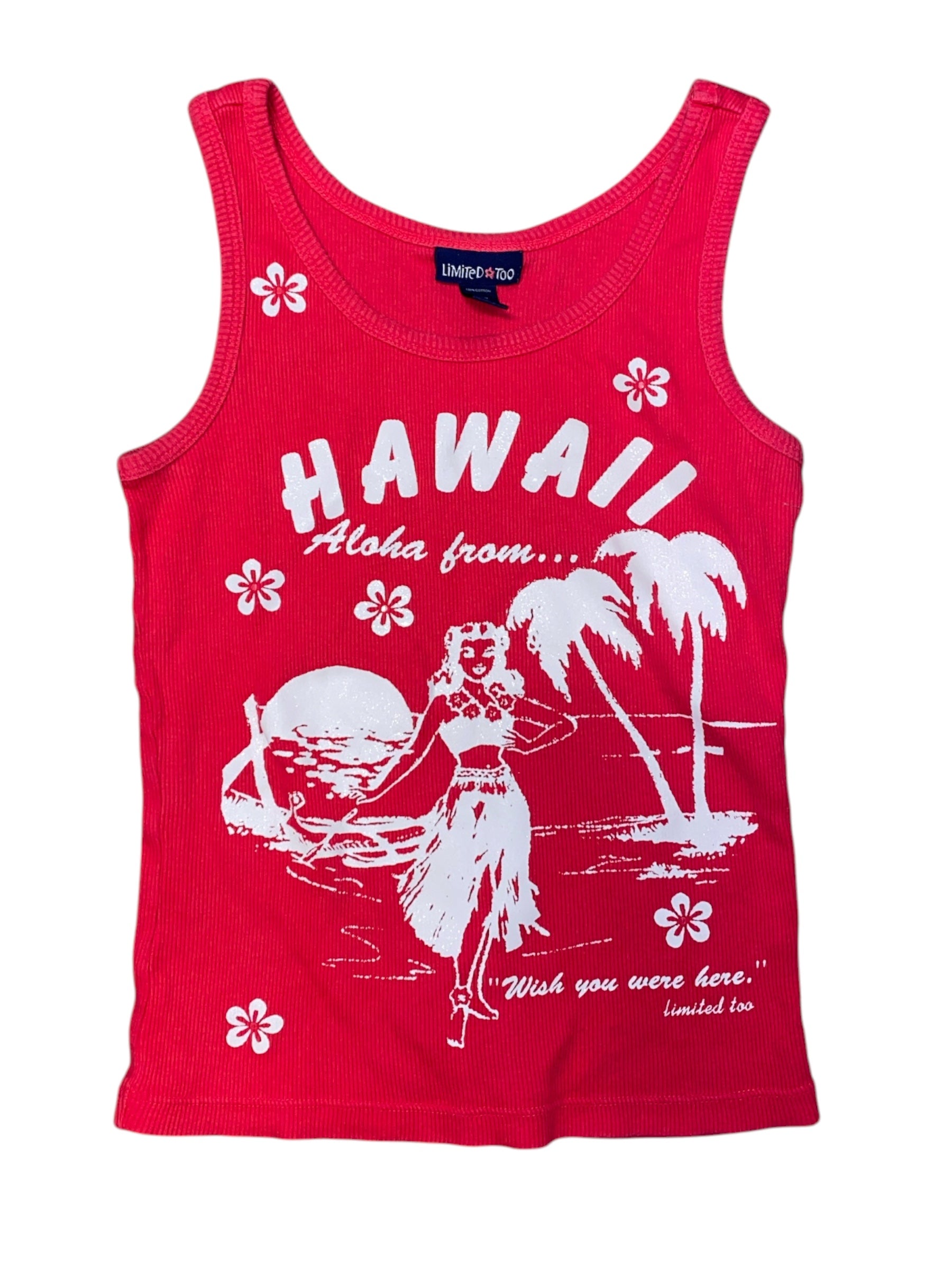 pink limited too hawaii ribbed tank, xs