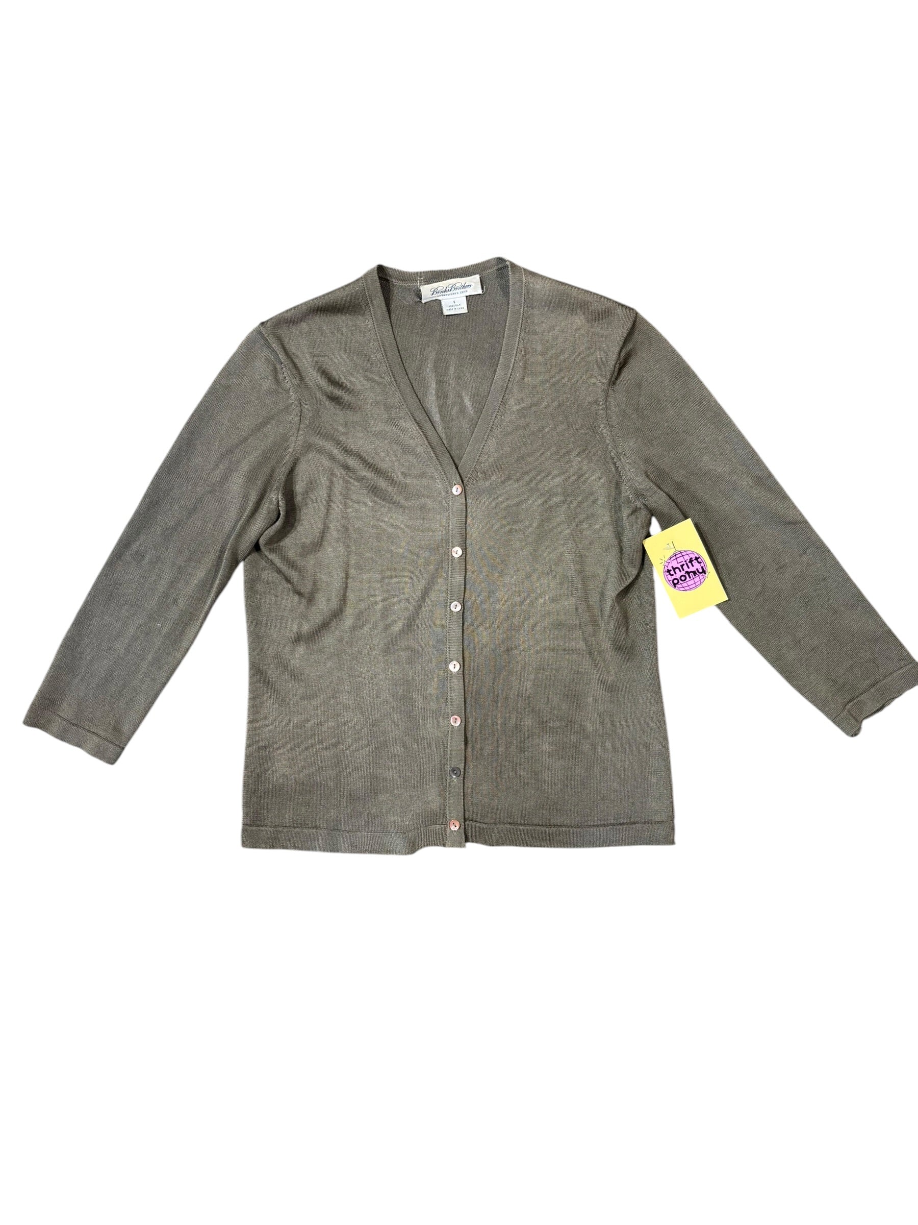 green brooks brothers silk thin cardigan, s
