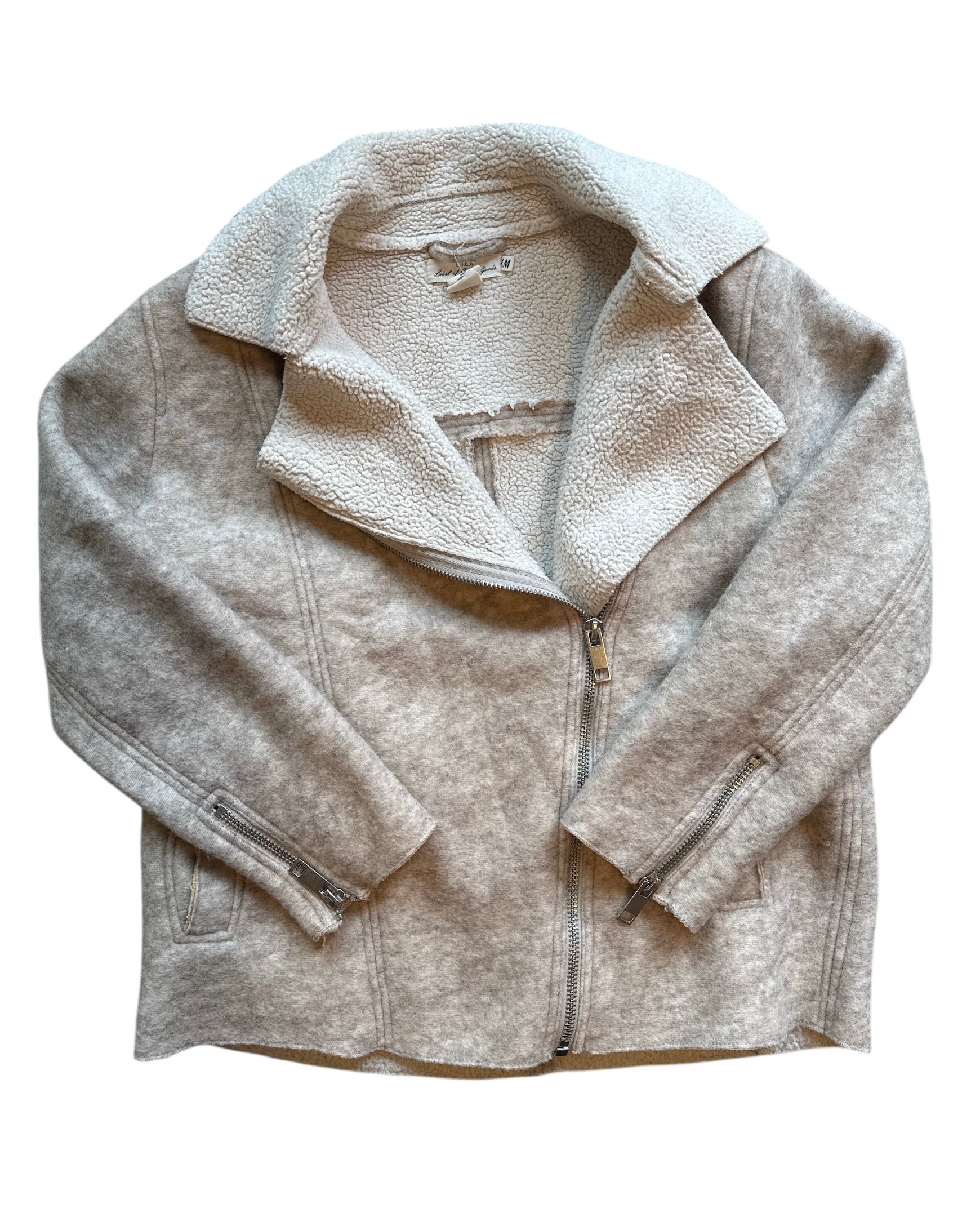 Tan H&m Wool blend Sherpa lined zip up, 8