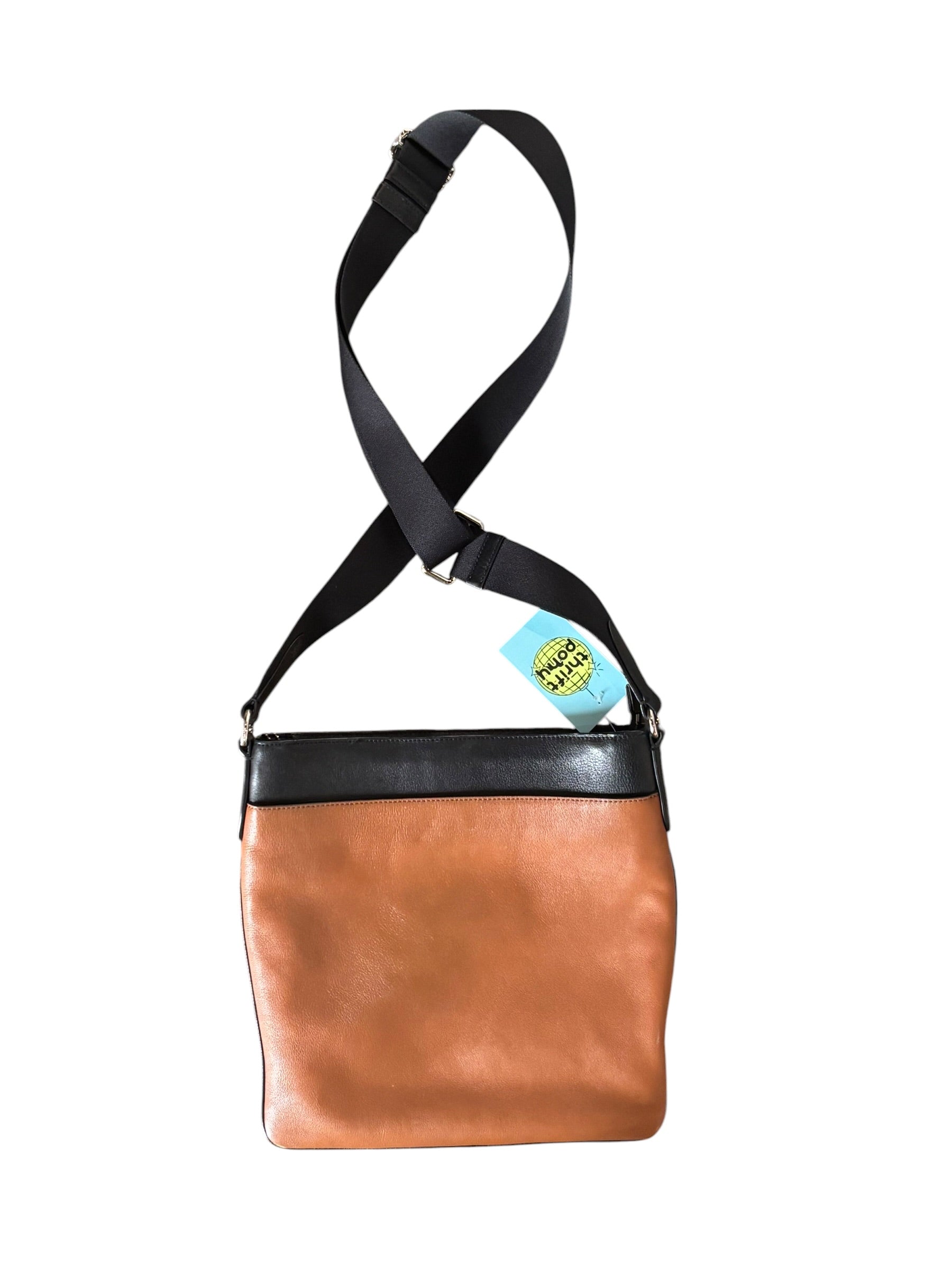 brown black coach two toned crossbody bag