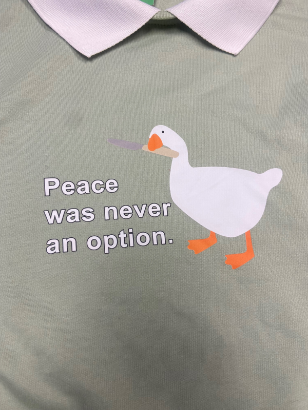 Green  Collar peace option duck top, Xl