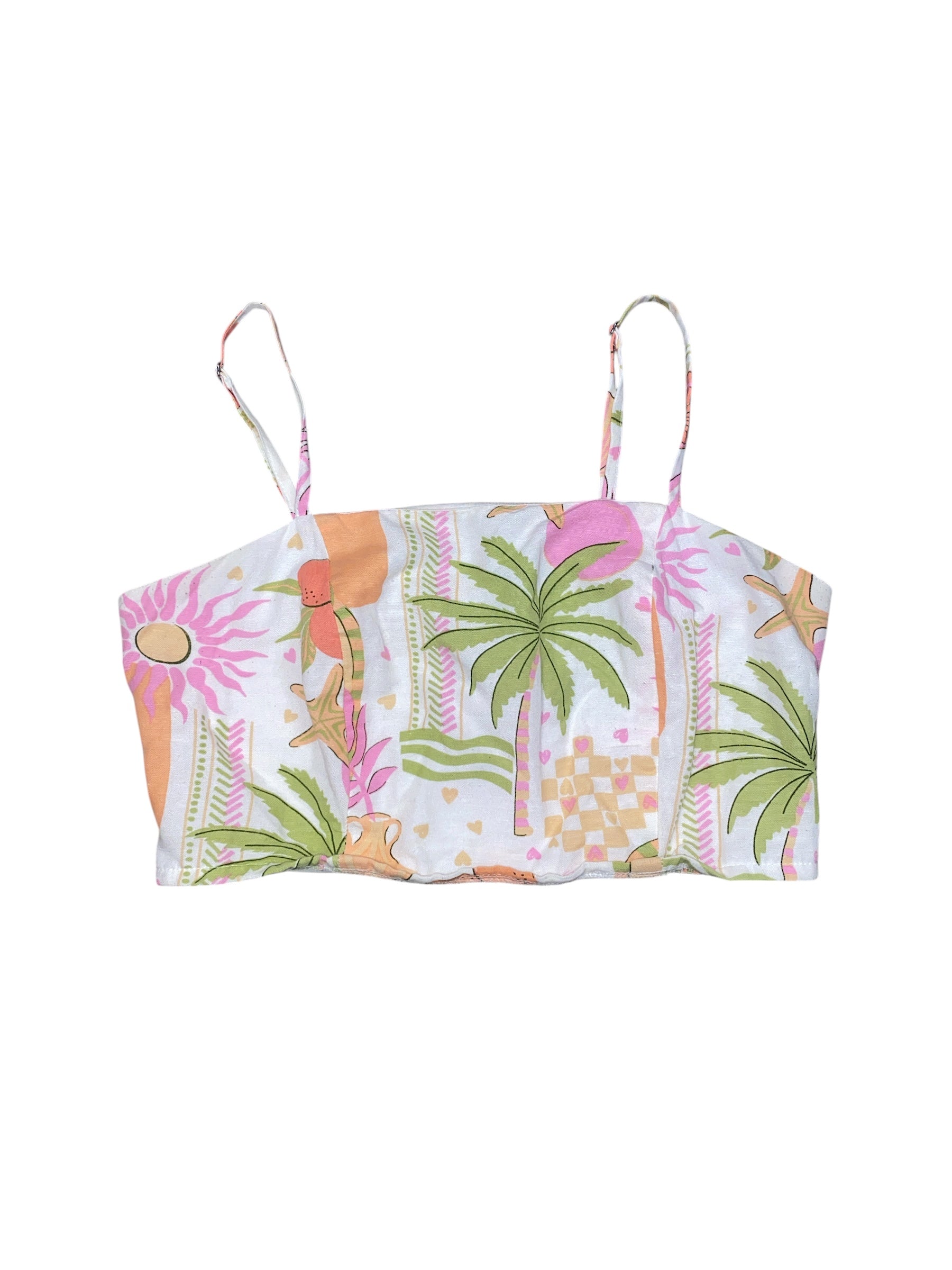 pink green midnight sky tropical print tank, s