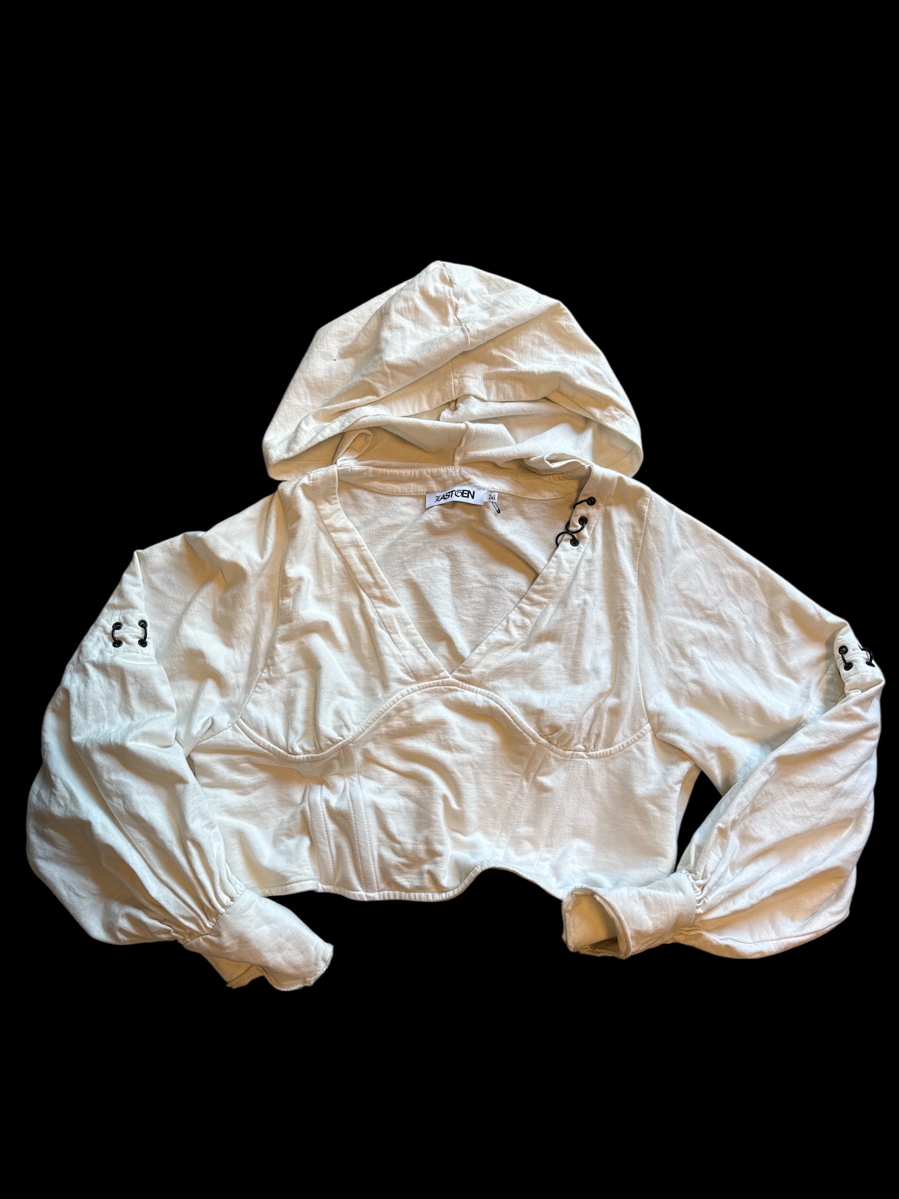 white eastgen babydoll cropped hoodie, 2x