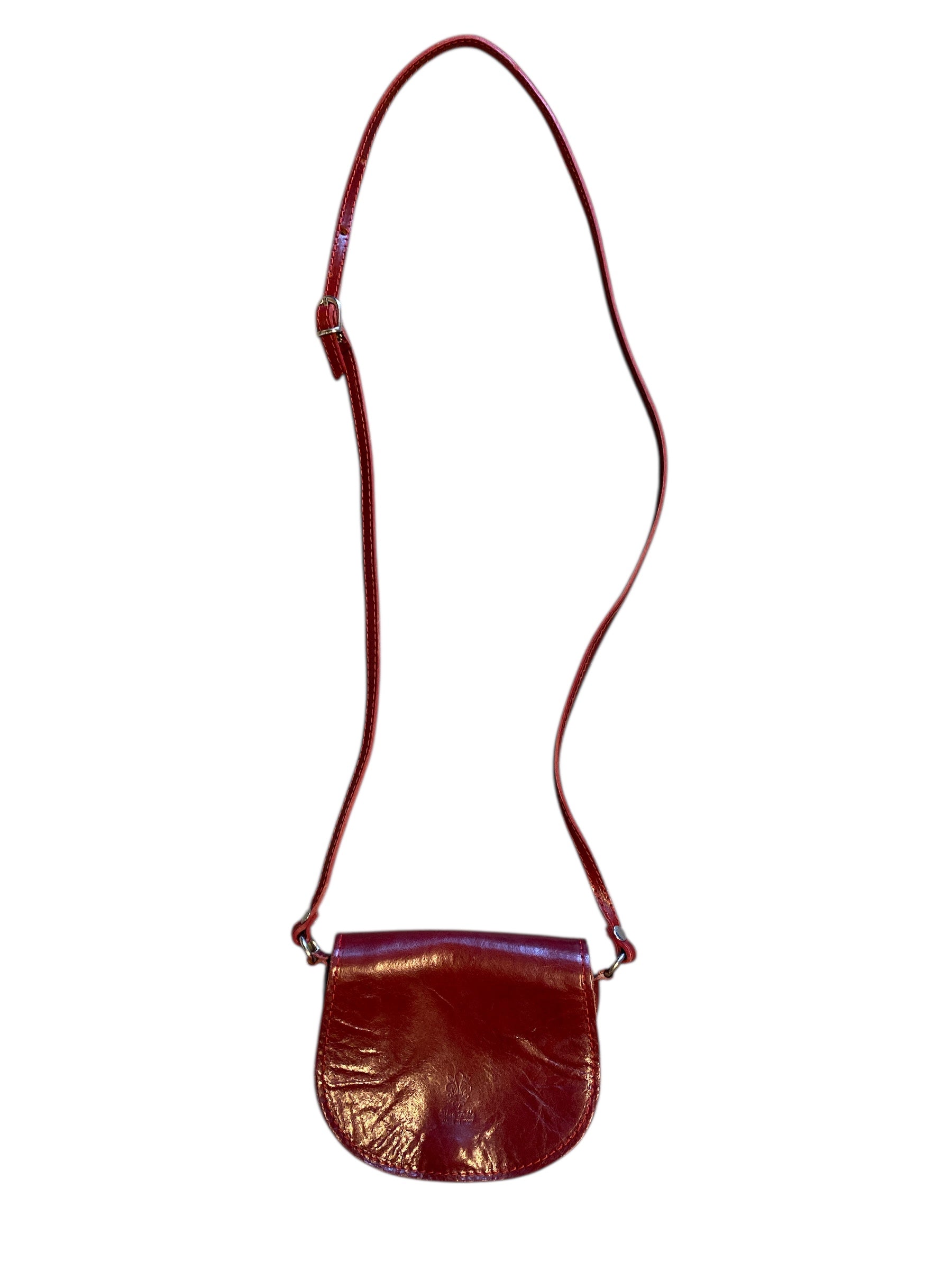 red Vera pelle Italian leather crossbody bag