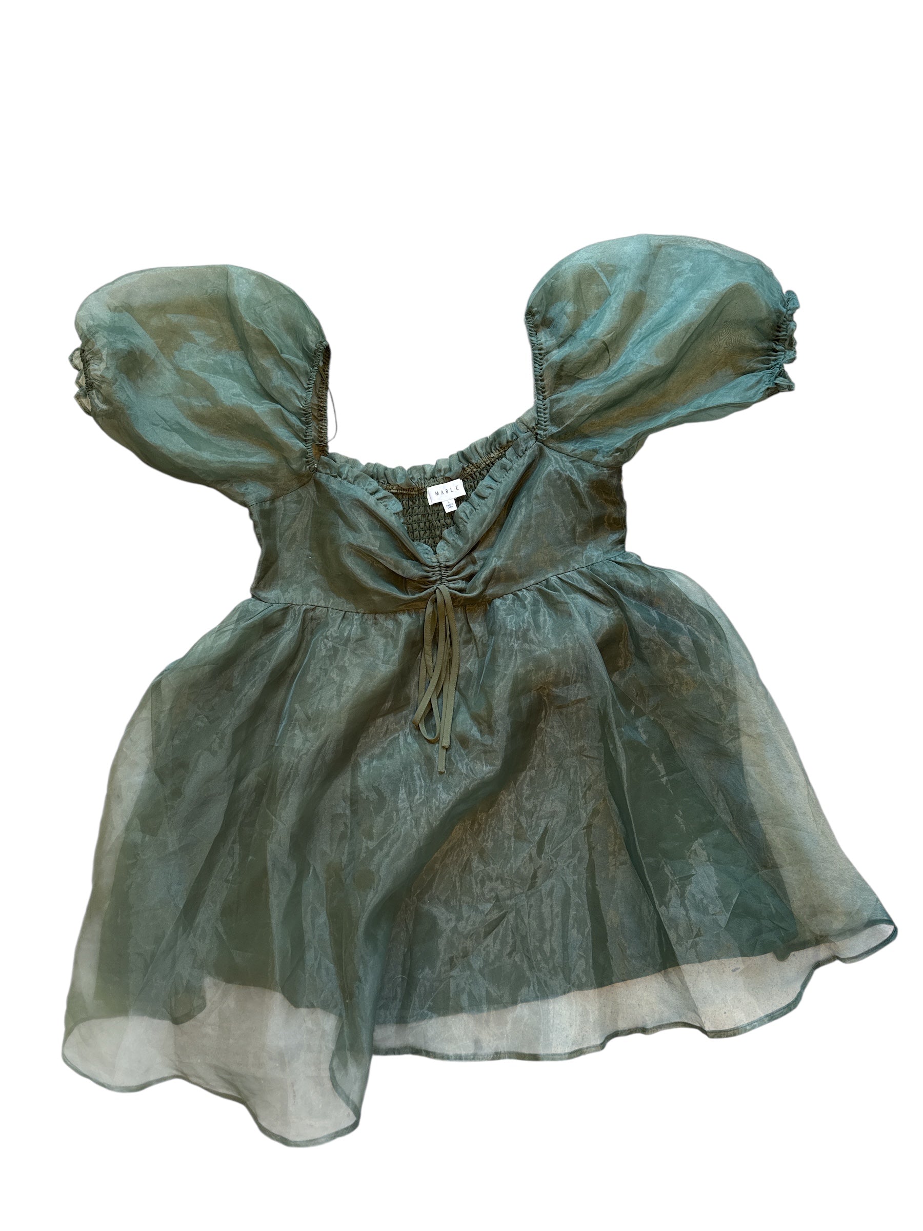green mable babydoll mesh dress, L