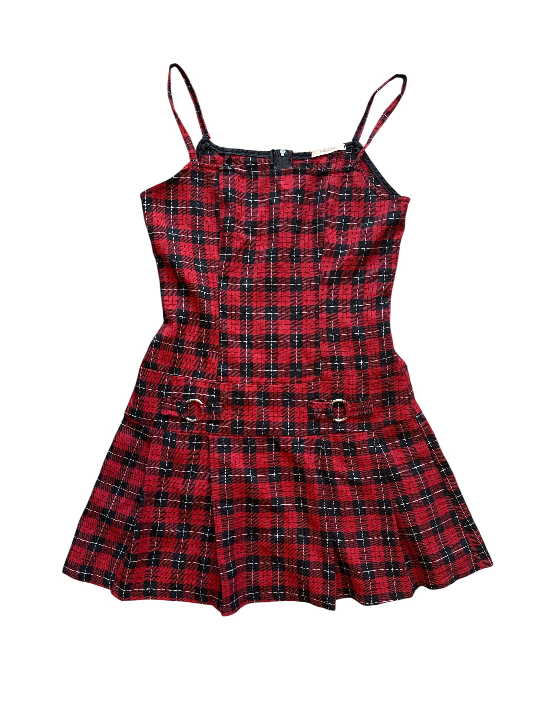 red forever 21 dropwaist plaid dress, m