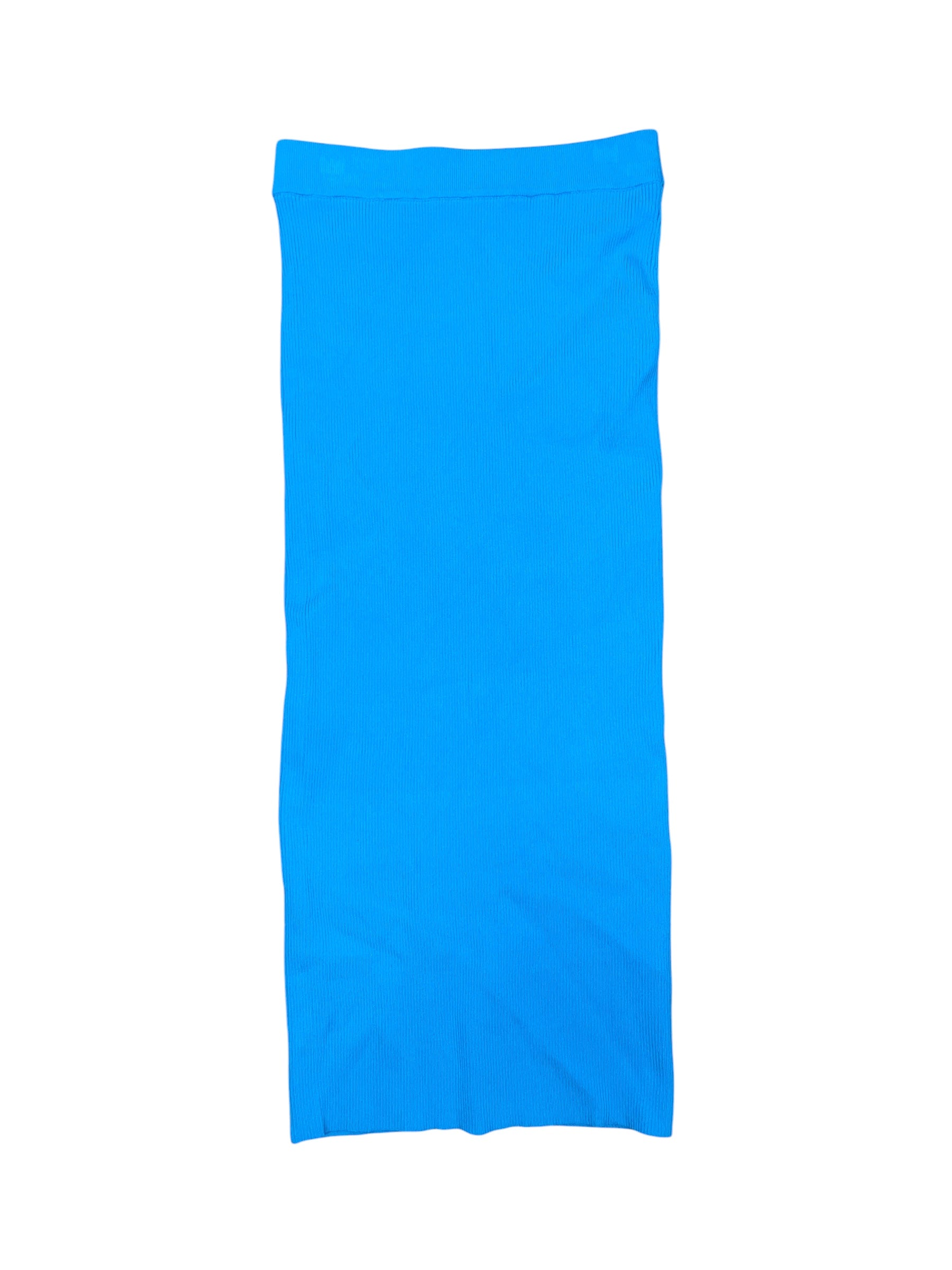 turquoise blue zara ribbed maxi skirt, M