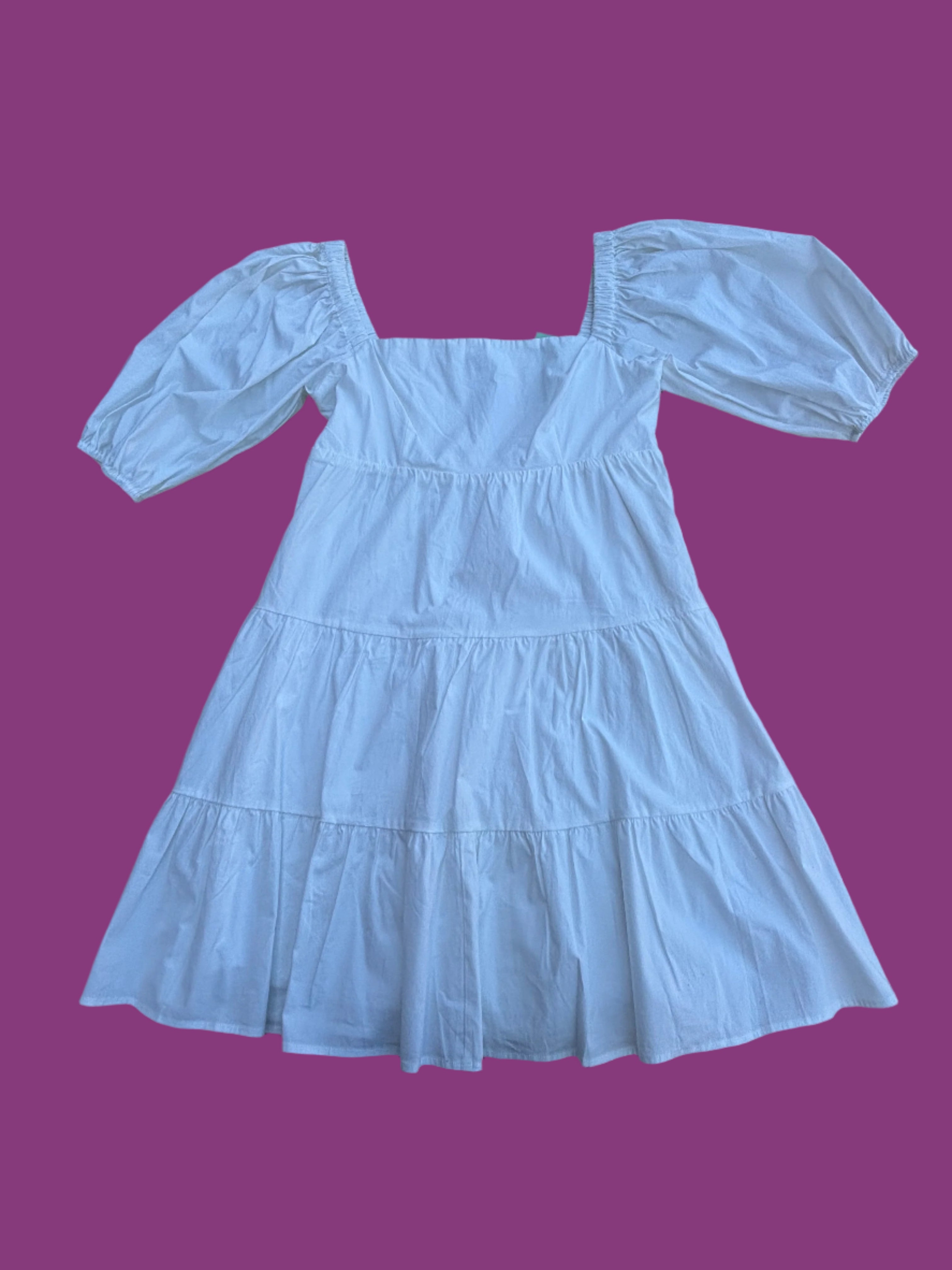 White Wayf NWT puff sleeve mini dress, S