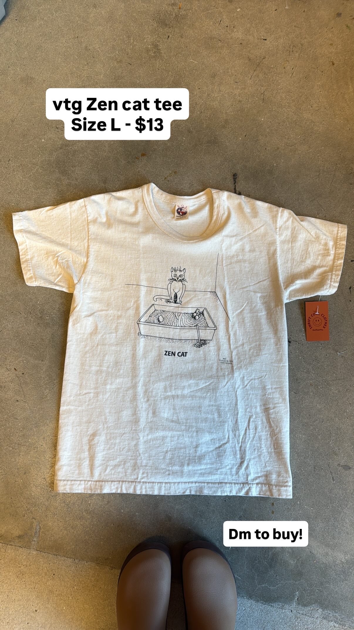 beige sos zen cat tee, L