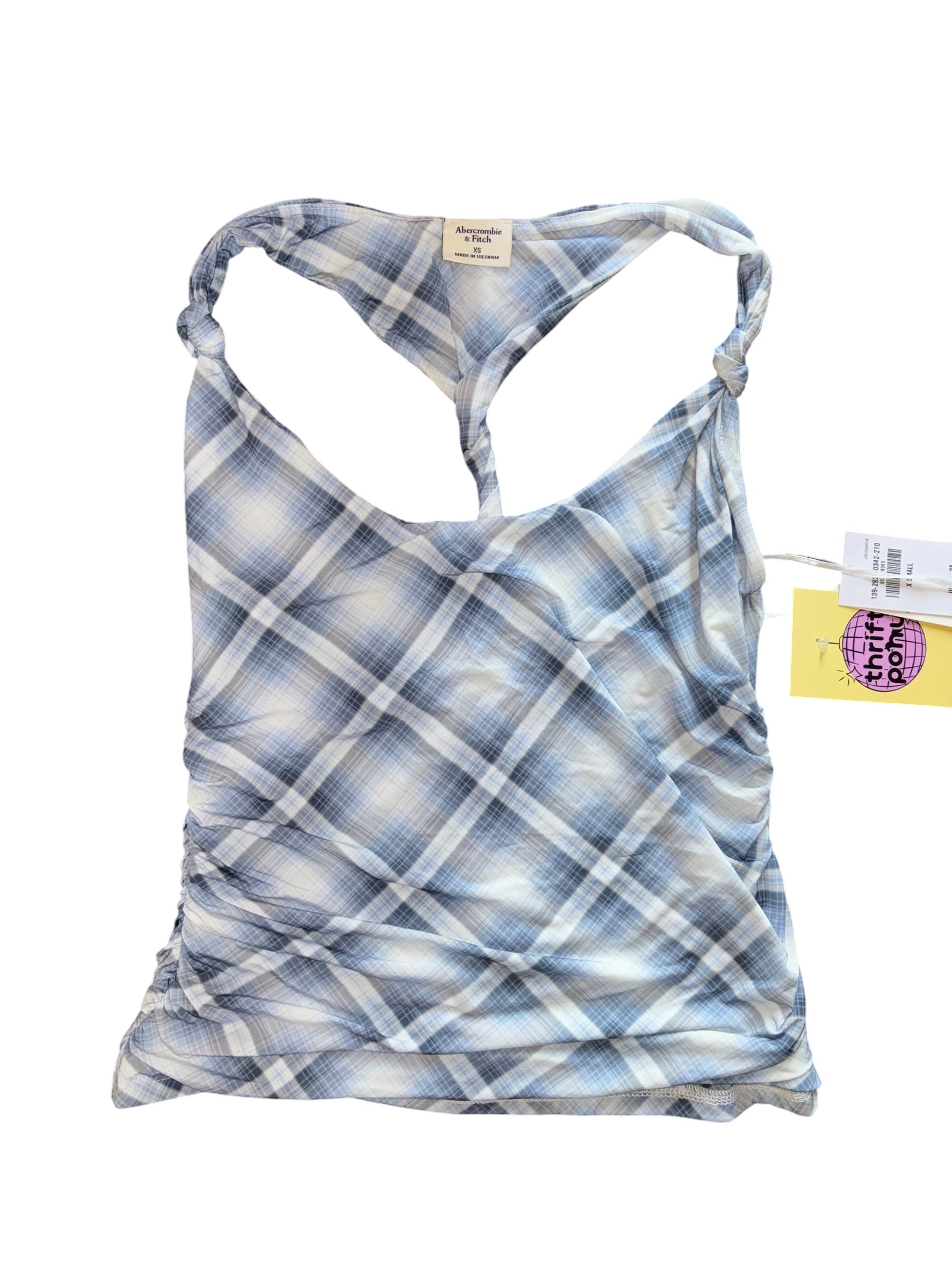 blue abercrombie nwt soft plaid racer back, xs