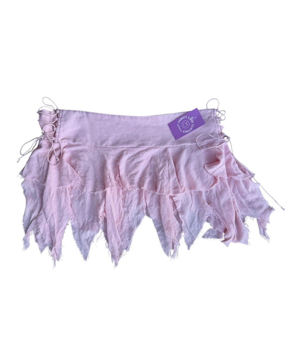 pink  frayed skirt, XL