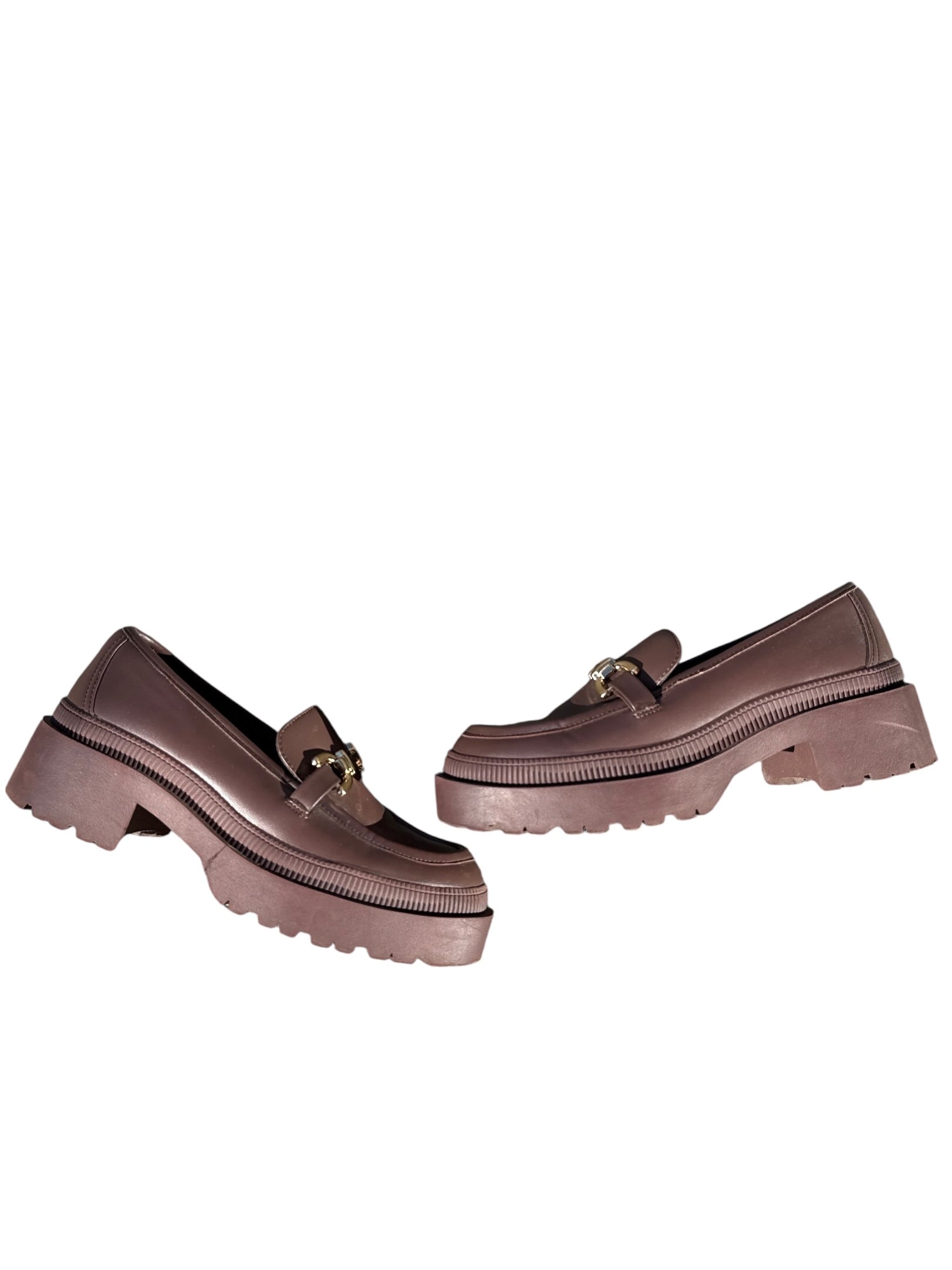 brown bcbg platform loafers, 7