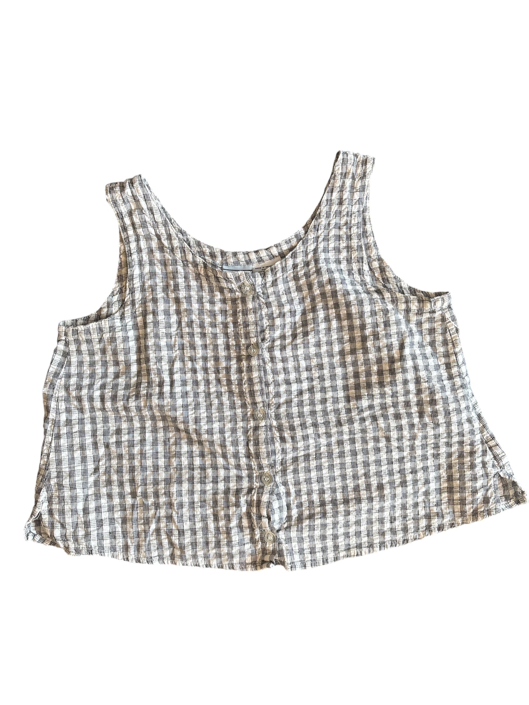 white black palmettos plaid button tank, s