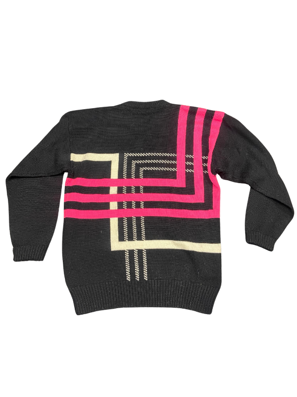 black pink white Tyrolia vtg striped sweater, XL