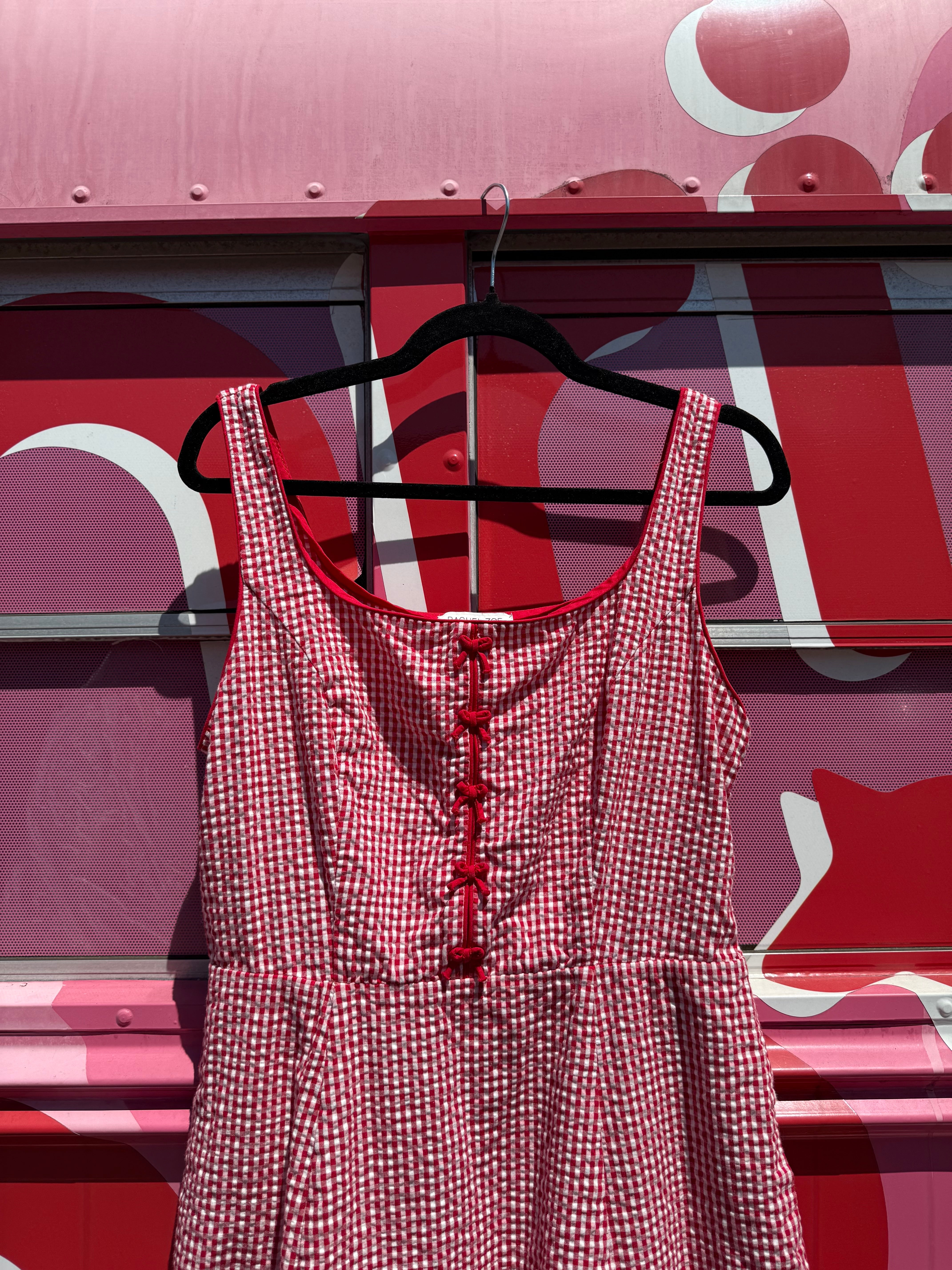 white red rachel zoe gingham aline maxi w bow, 12